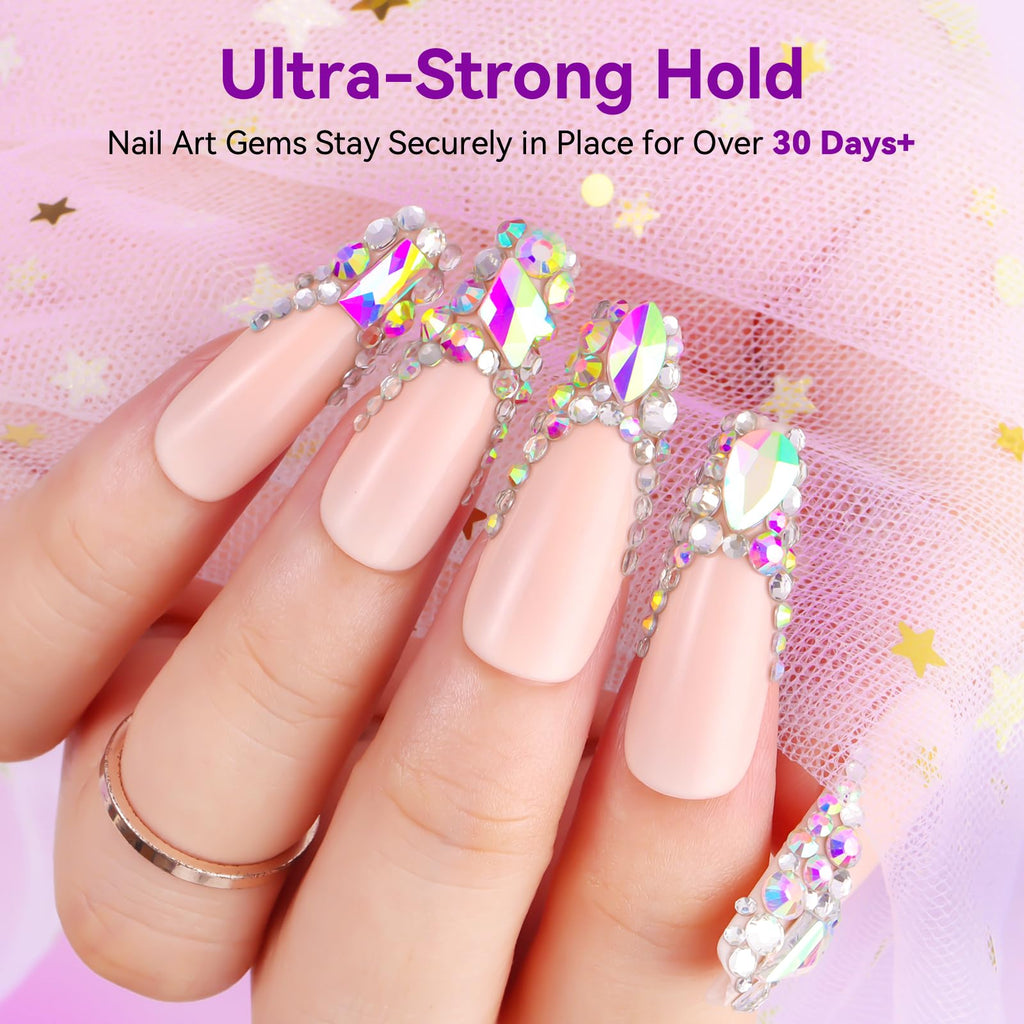 Makartt Rhinestone Glue for Nails: Super Strong Gel Nail Glue for Nail Charms Gems Decorations, 3D Gel Nail Art Bling Jewel Diamonds for Salon & DIY Manicure, 30ML UV Lamp Cured Need Beauty Gifts