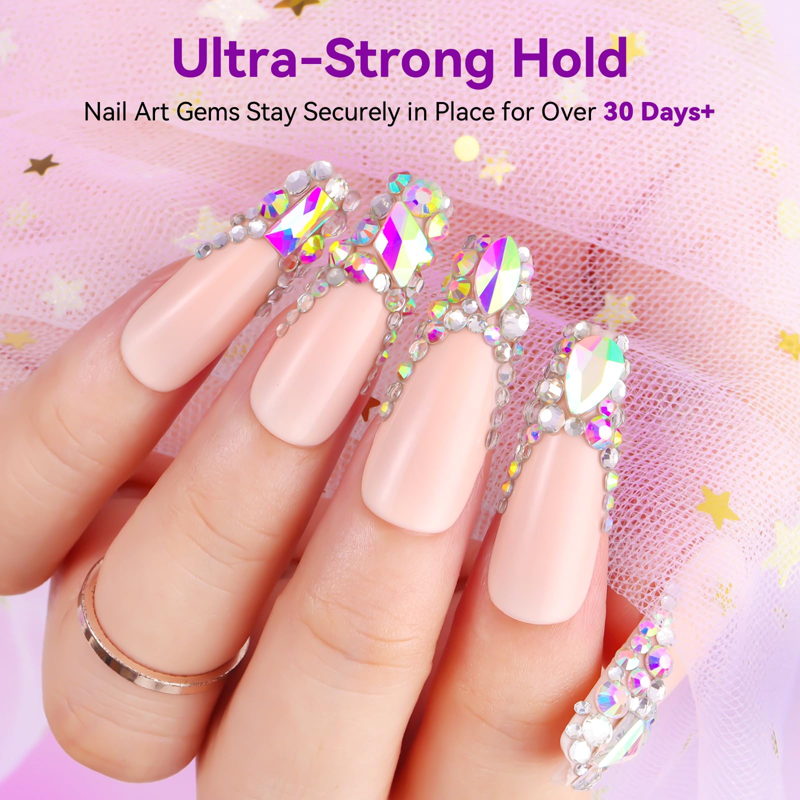 Makartt Rhinestone Glue for Nails: Super Strong Gel Nail Glue for Nail Charms Gems Decorations, 3D Gel Nail Art Bling Jewel Diamonds for Salon & DIY Manicure, 30ML UV Lamp Cured Need Beauty Gifts