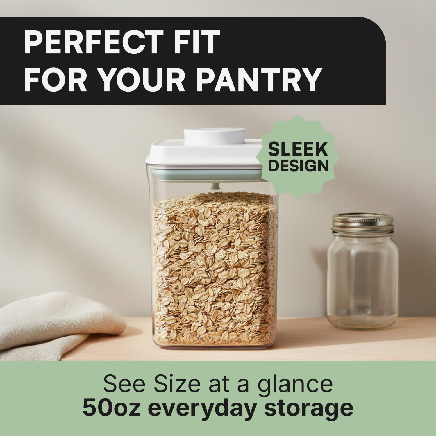 Bop Top Airtight Food Storage Containers with Lid 13.5 Cups / 108 oz | Kitchen Canister Sets | Air Tight Pantry Container | Pop Top Dry Food Storage Containers for Snacks, Sugar, Flour, Baking, Pasta