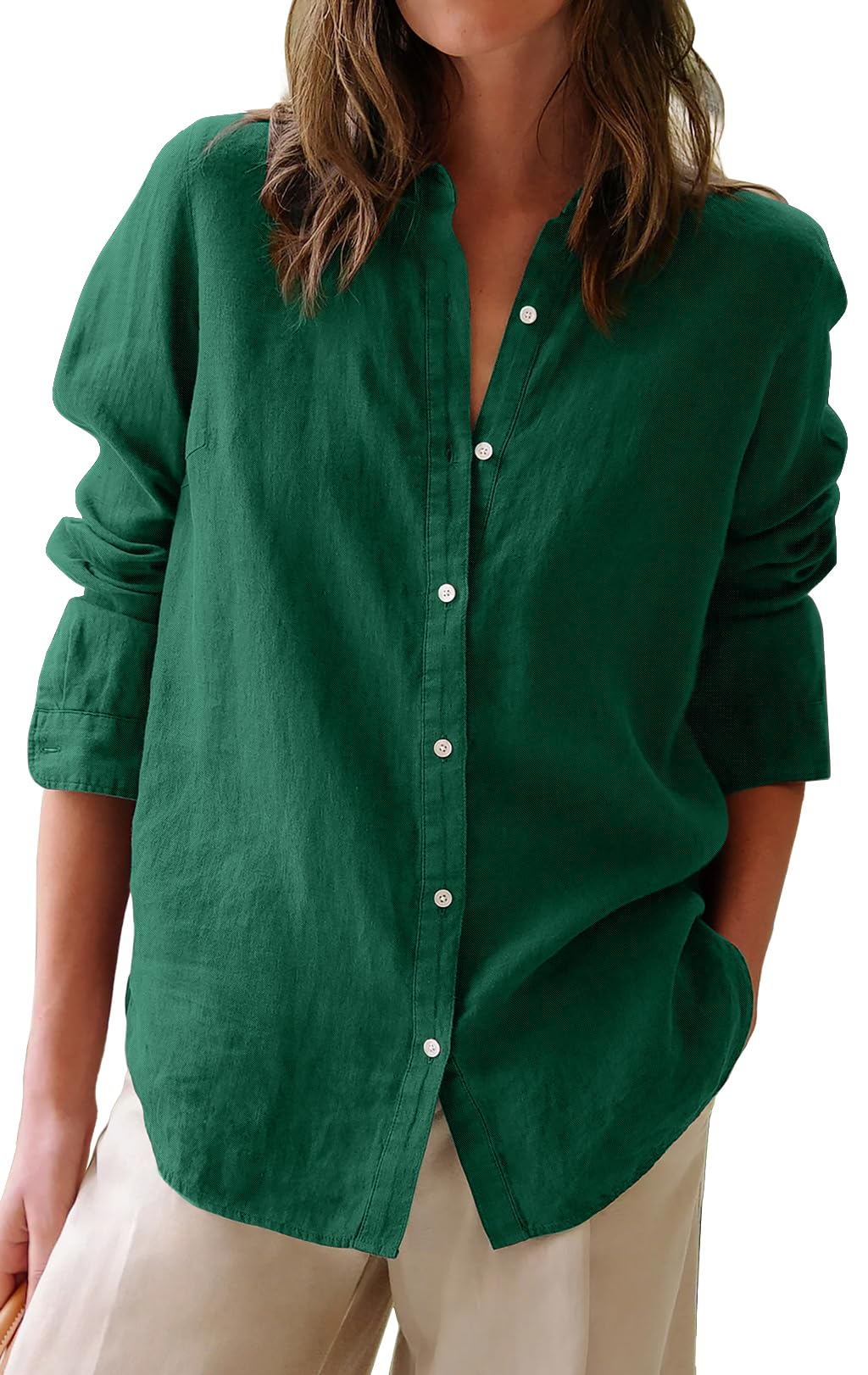 Button Down Shirts for Women Cotton Oxford Shirts Long Sleeve Dress Shirts Collared Blouses Work Casual Solid Tunic Tops