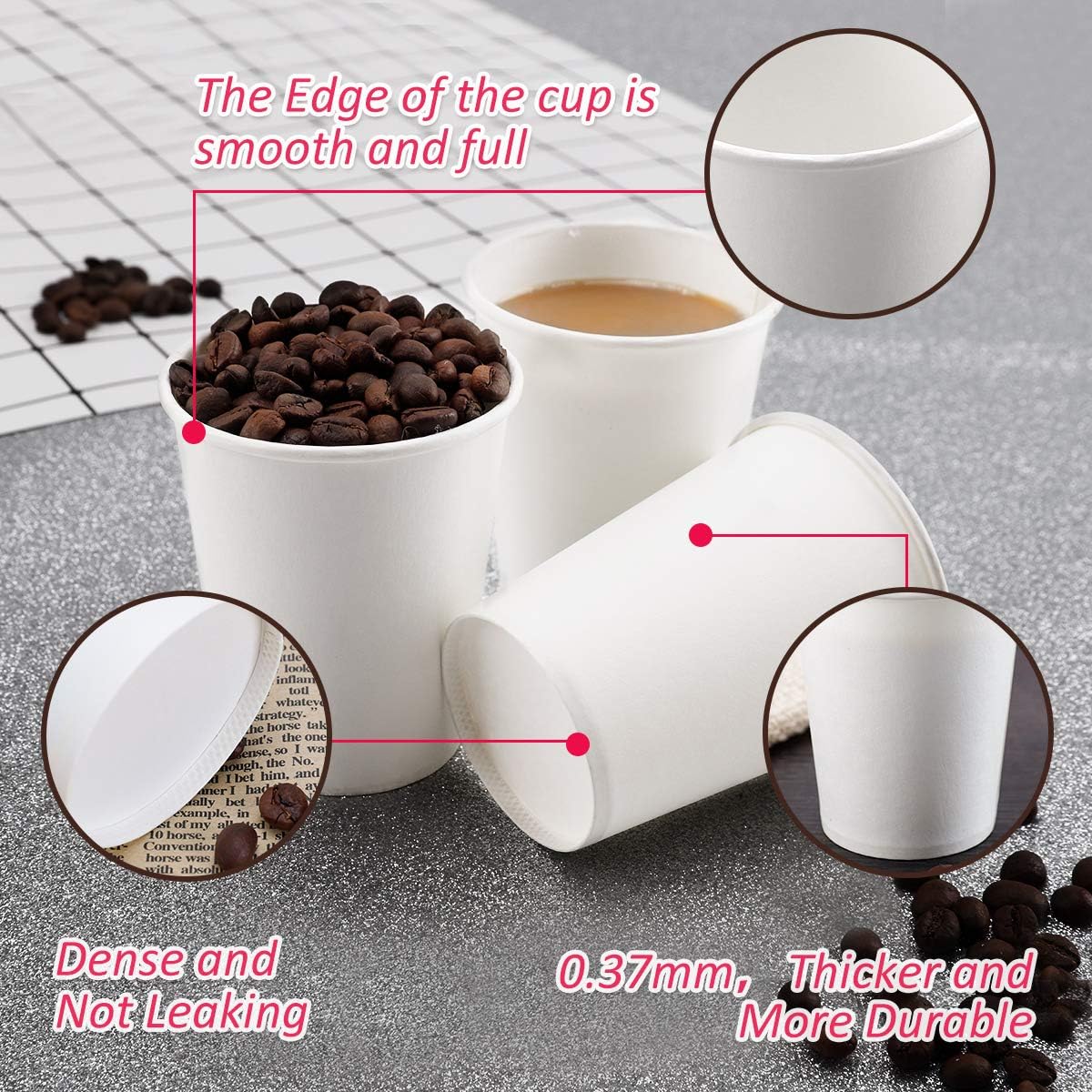 Paper Cups 8 Oz, 120 Pack Paper Coffee Cups 8 Oz, Disposable Cups for Hot and Clod Beverage, White Water Cups, Disposable Tea Cups for Home Office Party Travel