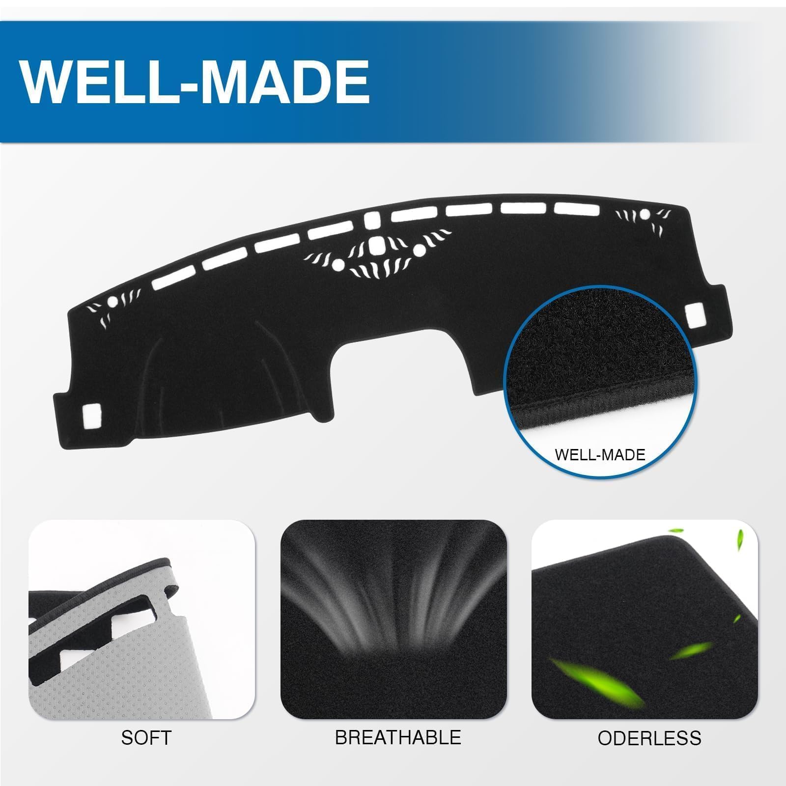 KUST Black Dash Cover for Ford Ranger 1995-2011/Ford Explorer 1995-2001/Mazda B2300 B2500 B3000 B4000 1995-2008/Mercury Mountaineer 1997-2001 Polyester Dashboard Cover Accessories for Ranger