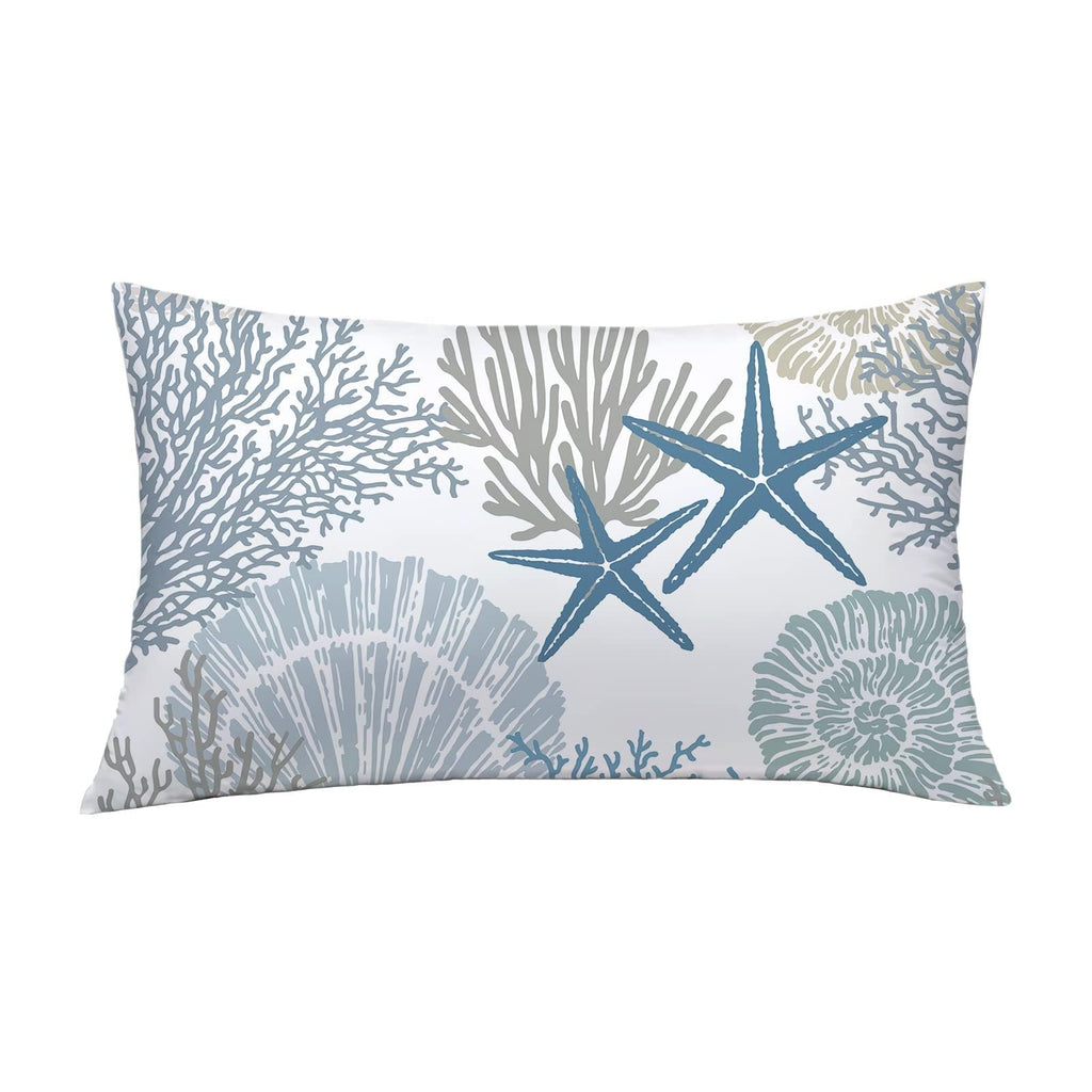 Tritard Nautical Coastal Throw Pillow Covers 16x16 Set of 2 Beach Themed Ocean Seashell Coral Starfish Velvet Couch Decorative Pillow Cases Outdoor Sofa Cushion Cover for Bedroom Living Room, Blue