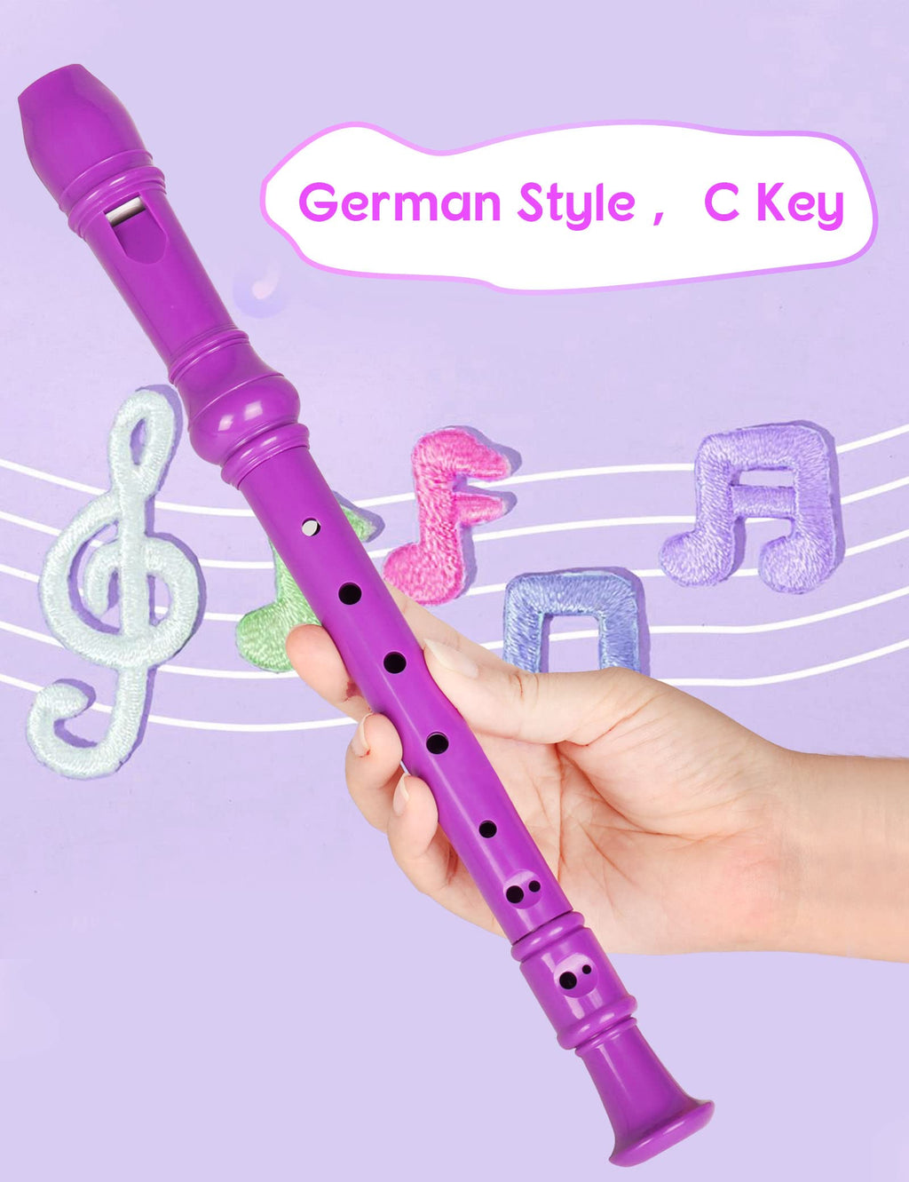 Mr.Power Maple Wooden Soprano Recorder, C Key German Style Fingering 8 Holes 2 Piece School-Approved Musical Instrument Pupil Student Educational (Wood Color)
