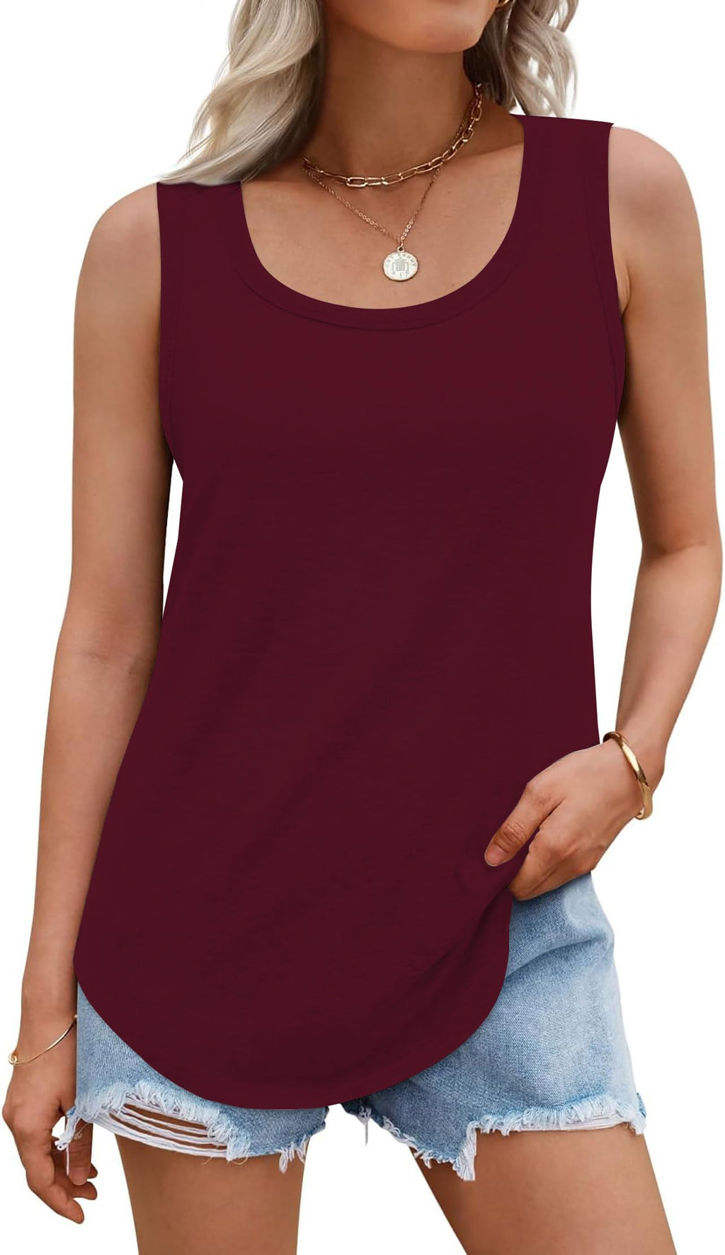 rosemia Tank Tops for Women Summer Sleeveless Casual Loose Fit Tunic Tops 2026