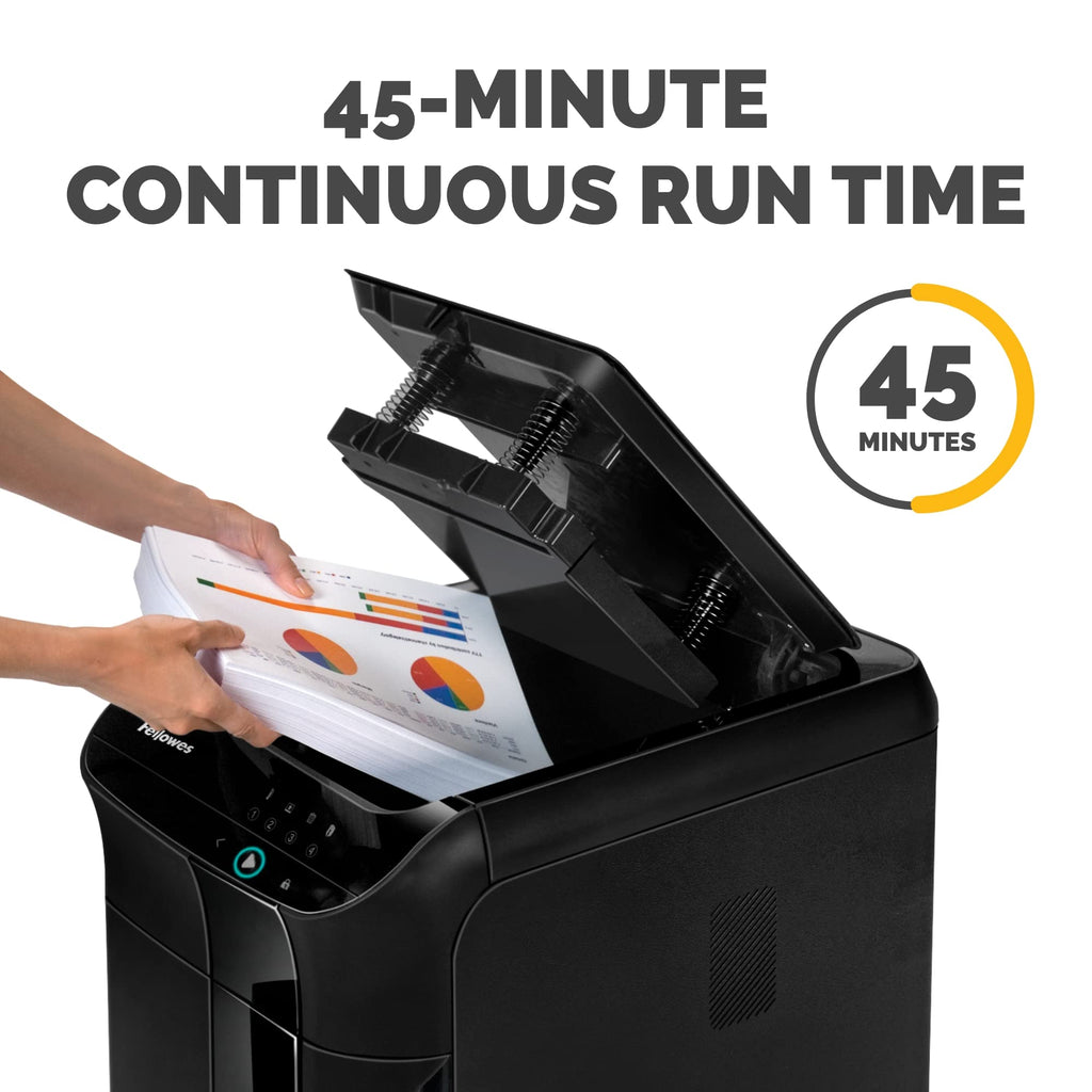 Fellowes AutoMax Micro-Cut 100M Commercial Office Auto Feed 2-in-1 Paper Shredder with 100-Sheet Capacity, Black