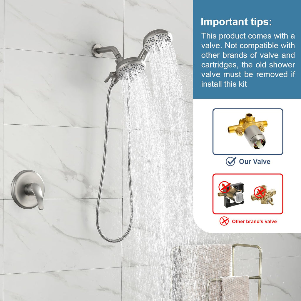 Shower Tub Kit Tub Shower Faucet Combo Set Bathtub Faucet Set Shower System with Tub Spout Shower Valve and Trim Kit Shower Fixtures Brushed Gold
