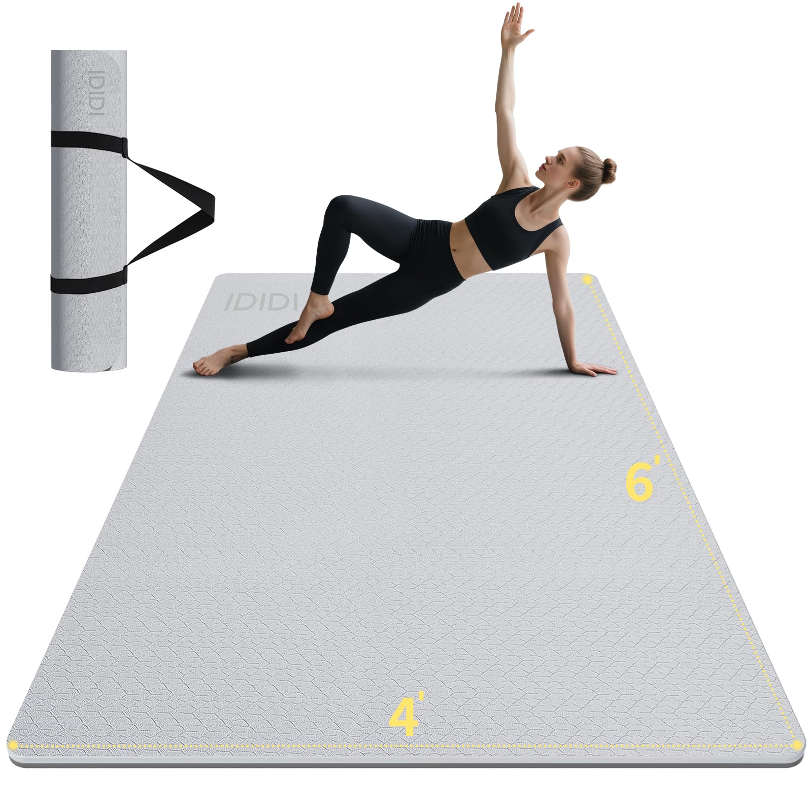 Large Yoga Mat (6'x 4')-POE 0.28''/0.32''/0.4'' Thick Fitness Mat, Eco-Friendly Exercise Mat for Home Workouts, Ideal for Yoga and Pilates