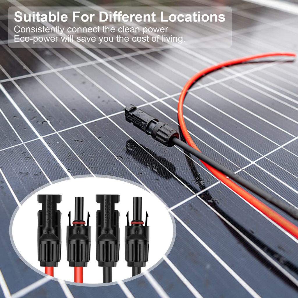 3FT 10AWG Solar Panel Extension Cable with Female and Male Connectors, Solar Cable for Solar Panels, Charge Controllers and Solar Generator (10AWG, 3FT)