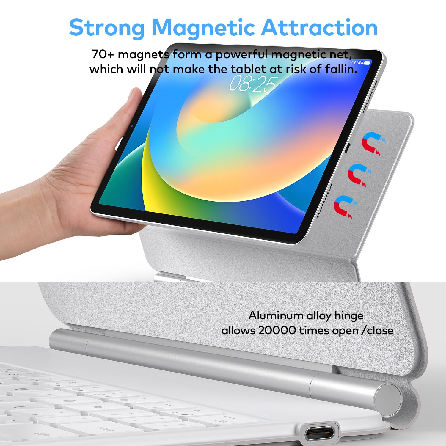 runelk Keyboard Case for iPad 10th Generation 2022 & 11th (A16, 2025) – Magic-Style Keyboard with Multi-Touch Trackpad – Floating Cantilever Stand – Magnetic Case for iPad 10.9 inch 10th / 11th Gen.