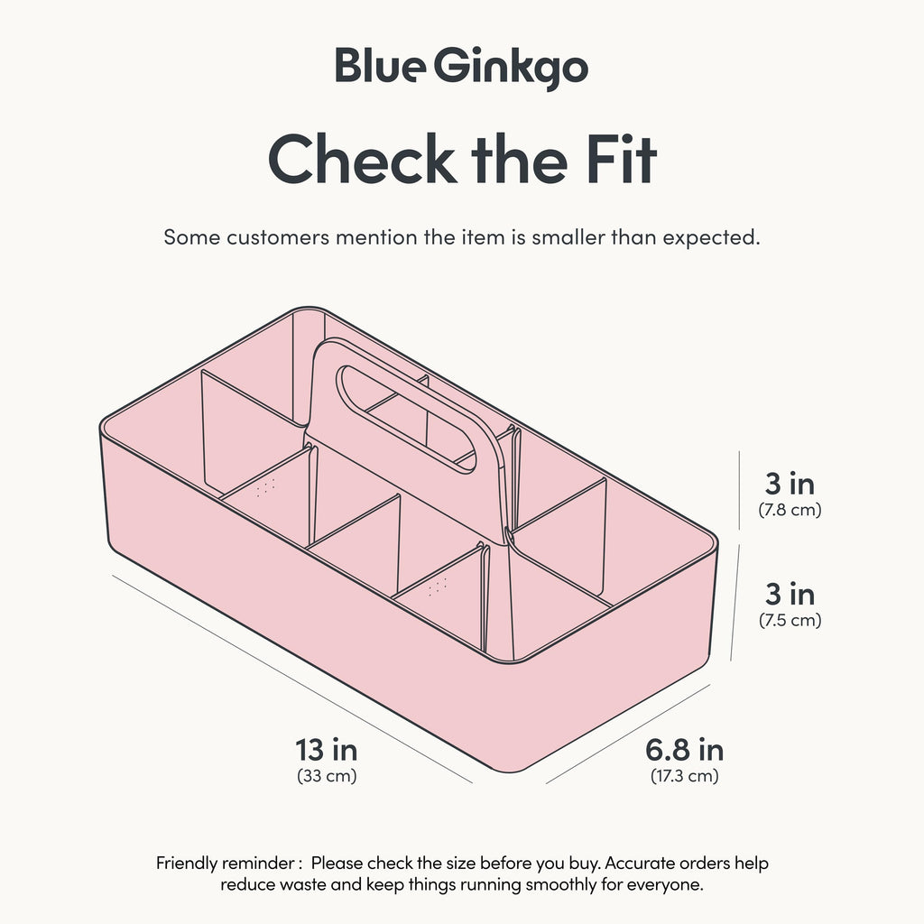 BLUE GINKGO Stackable Organizer Caddy – Korean-Made Portable Tote for Bathroom, Office, Crafts, or School Supplies (Long Rectangle, Blue)