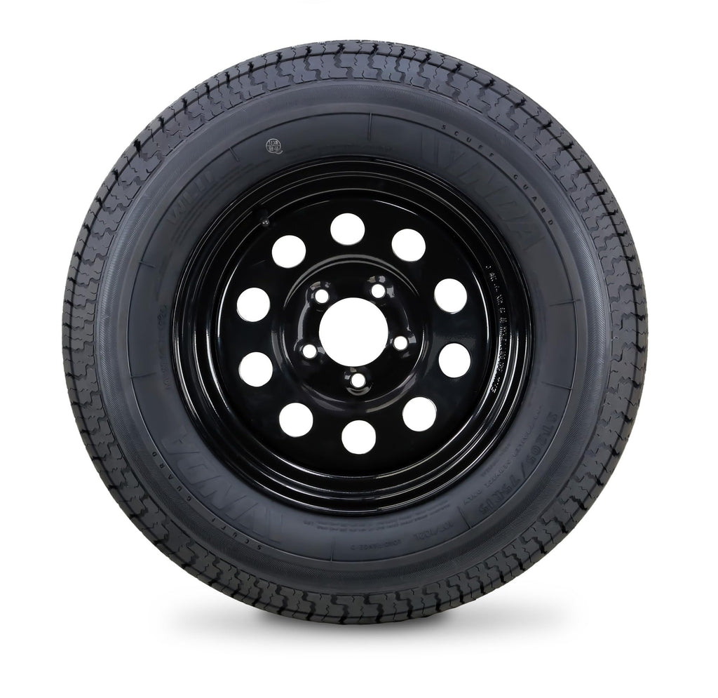 WINDA Trailer Tire Wheel Assembly ST205/75R14 8-Ply D 105L 5 Lug on 4.5" PCD Black Mod Rim