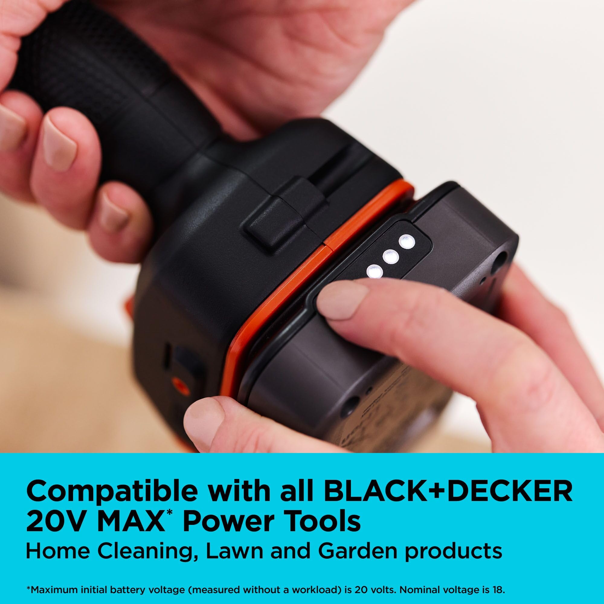 BLACK+DECKER 20V MAX POWERCONNECT 2.0 Ah Battery with State of Charge Indicator Light (LBD2020S)