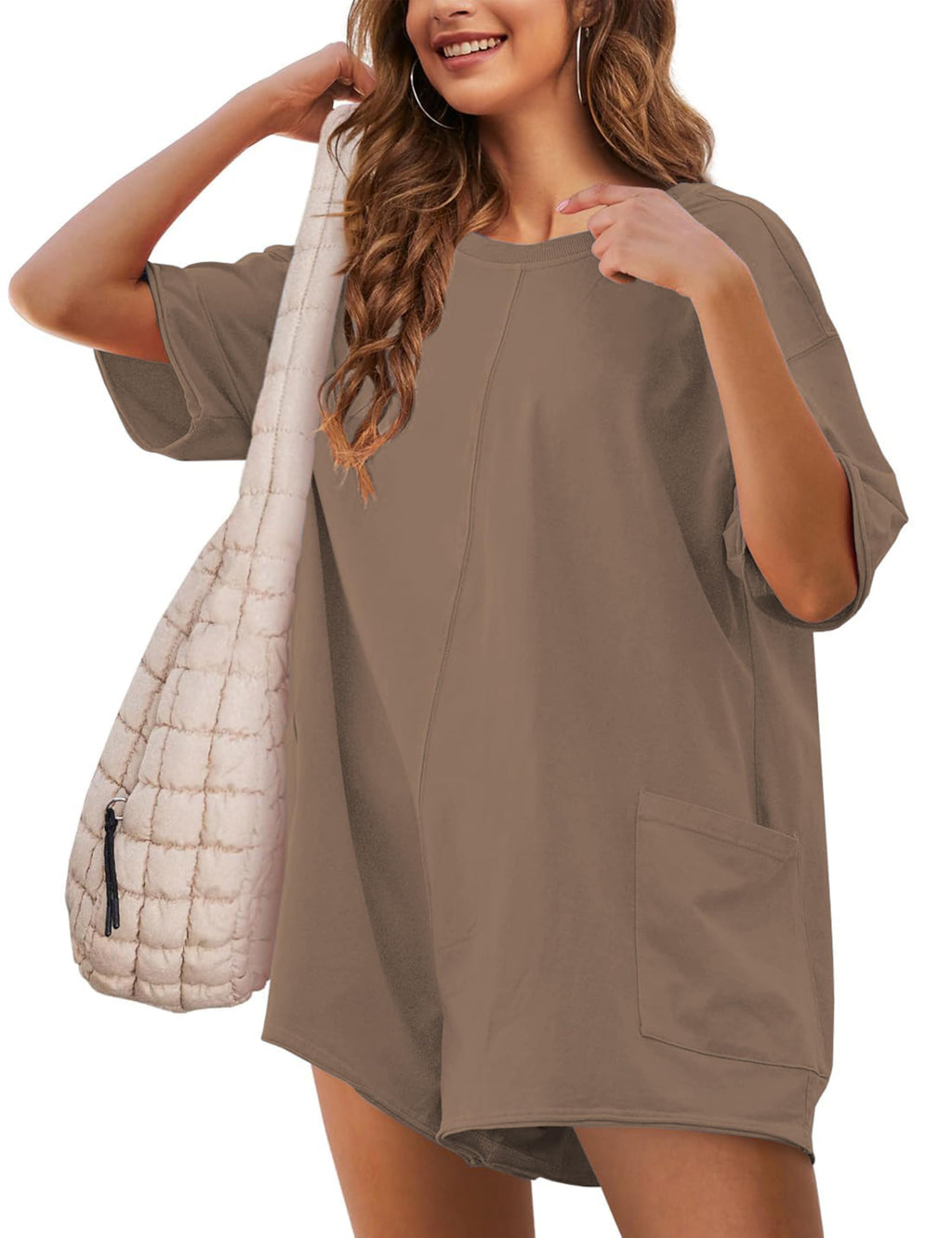 Rompers for Women Athletic Workout Hot Shot Tee Romper Casual Oversized Jumpsuits Overalls