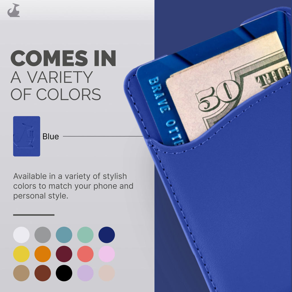 Wallaroo Premium Leather Cell Phone Wallet Stick On - Android and iPhone Wallet and Card Holder for Women and Men - Durable with Non-Slip Lining Secures Up to 3 Cards
