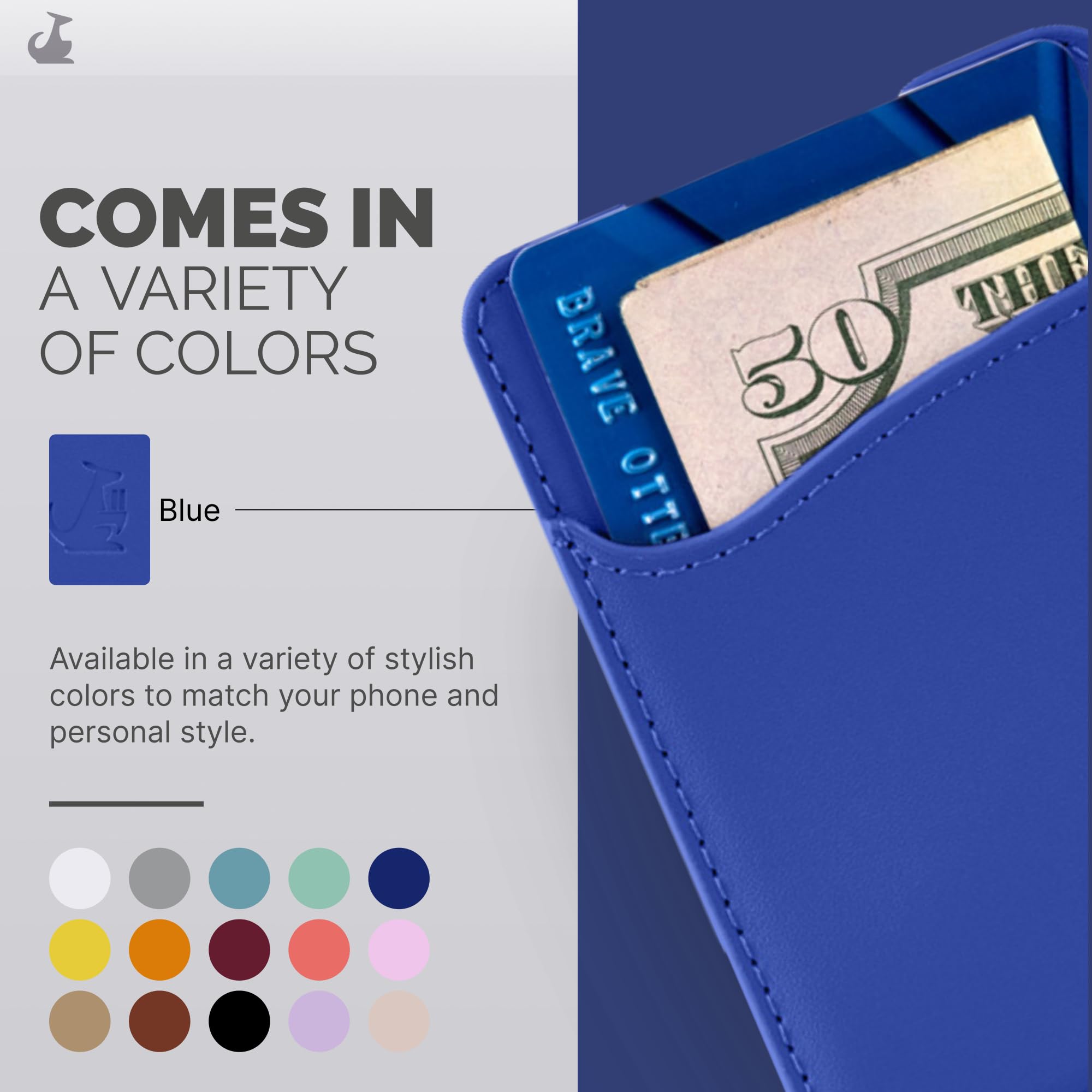 Wallaroo Premium Leather Cell Phone Wallet Stick On - Android and iPhone Wallet and Card Holder for Women and Men - Durable with Non-Slip Lining Secures Up to 3 Cards