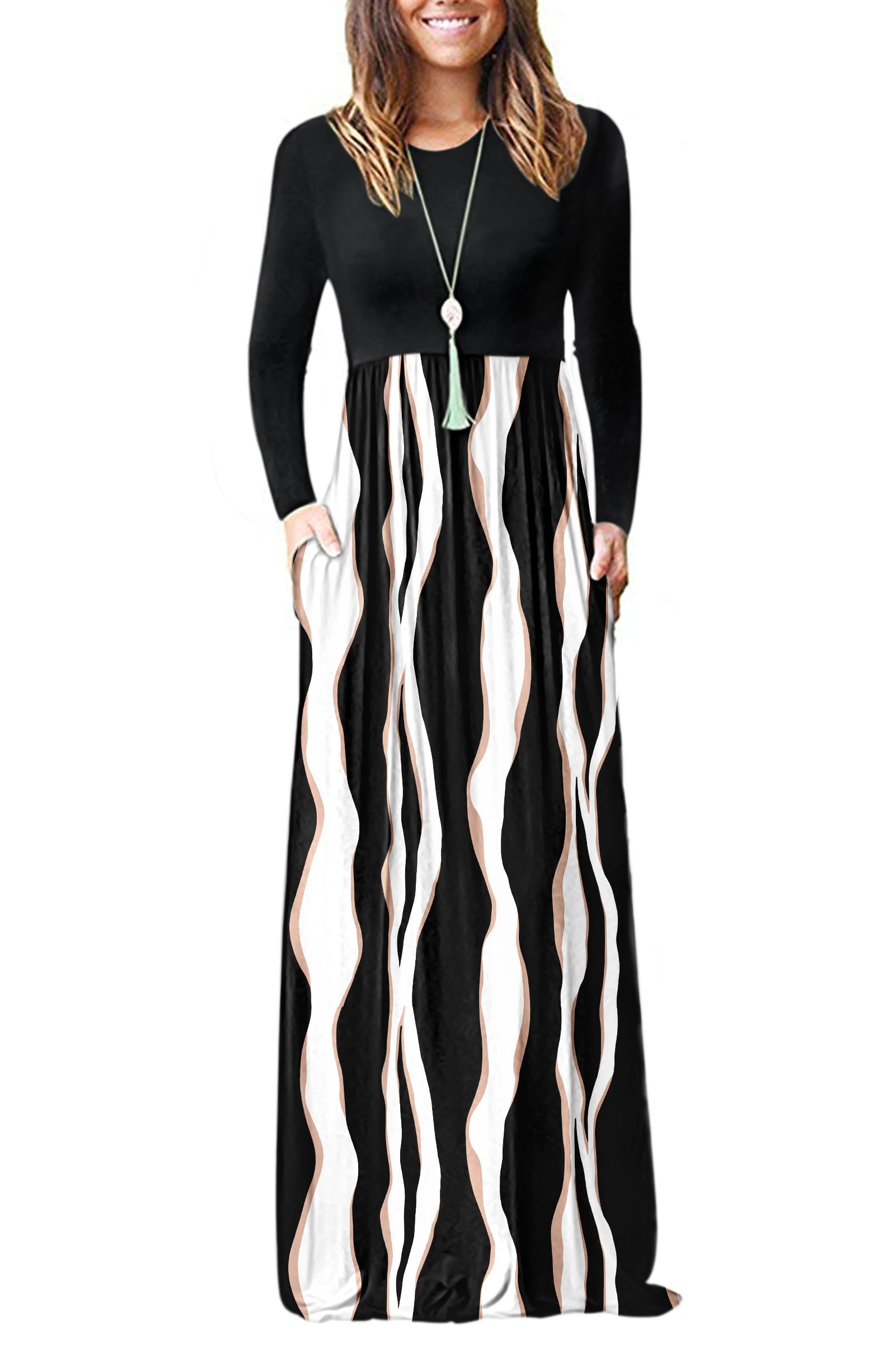 AUSELILY Women's Classic Long Sleeve Dress Loose Plain Long Casual Maxi Dresses with Pockets 2026