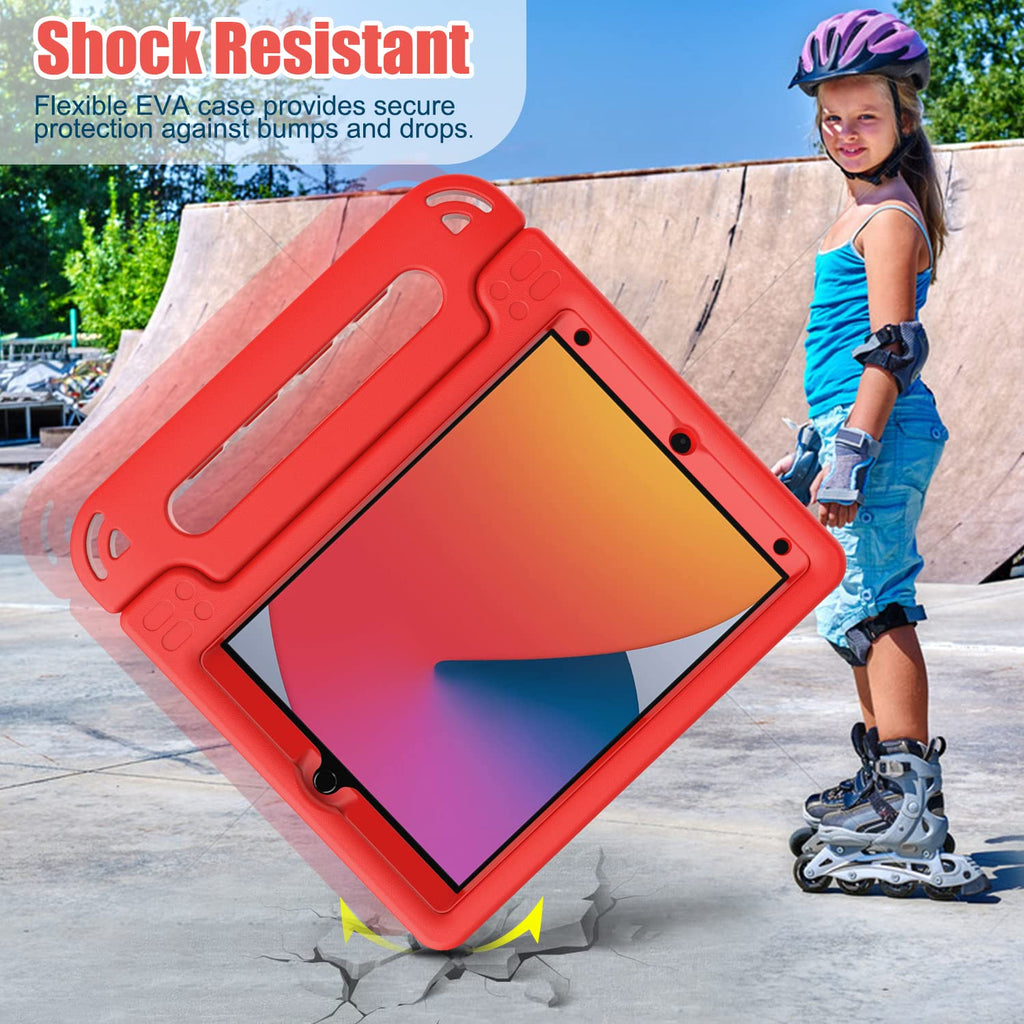 AVAWO Kids Case for iPad 10.2" 9th & 8th & 7th Generation, iPad 10.2 2021/2020/2019 Case with Built-in Screen Protector, Light Weight Shock Proof Handle Stand Friendly Cover for iPad 10.2" - Black
