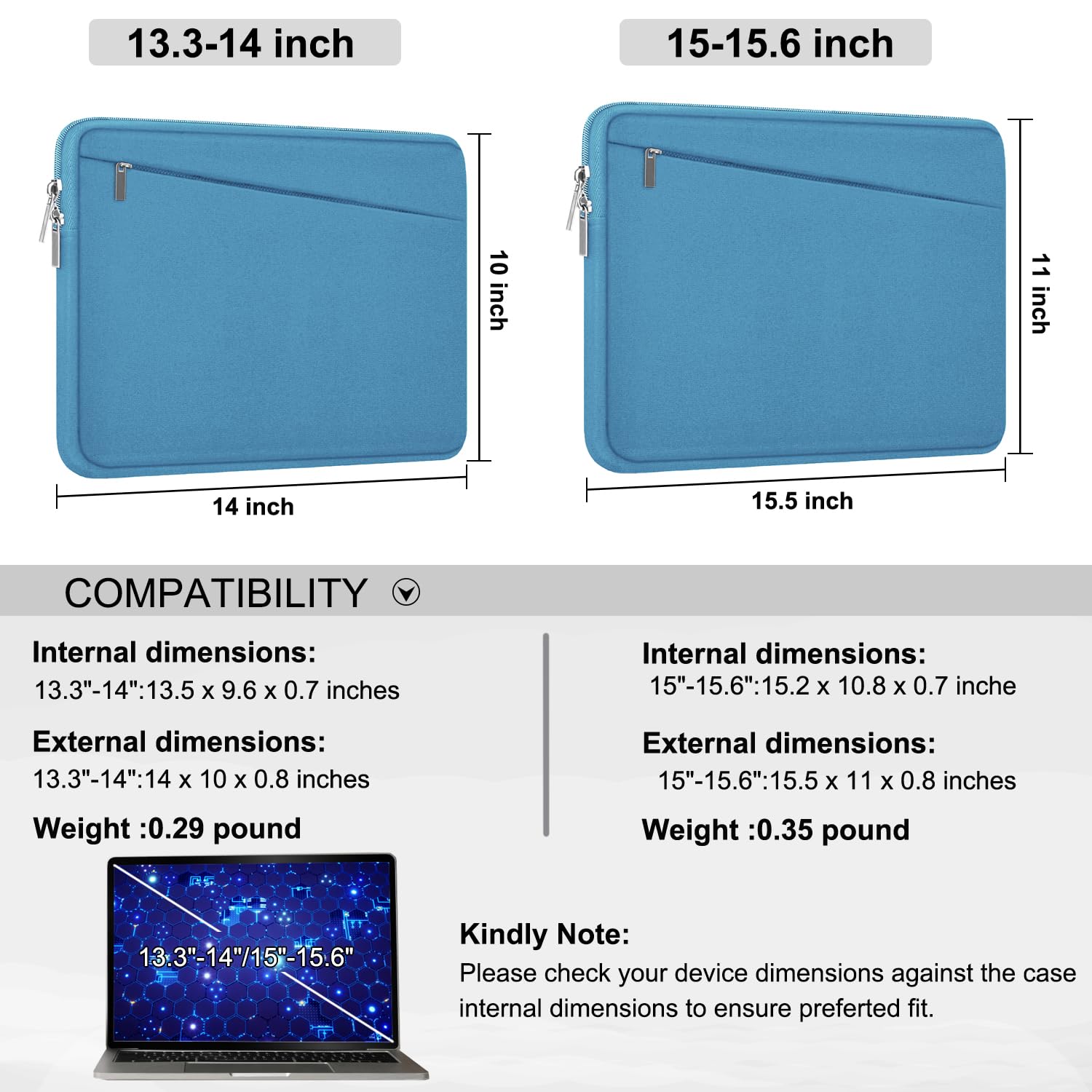 Laptop Sleeve Case 13.3 Inch, Durable 14 Inch Laptop Case Computer Carrying Bag Protective Cover Compatible with 13 14 inch MacBook Pro, MacBook Air, Dell, HP, Lenovo, Notebook, Computer, Black
