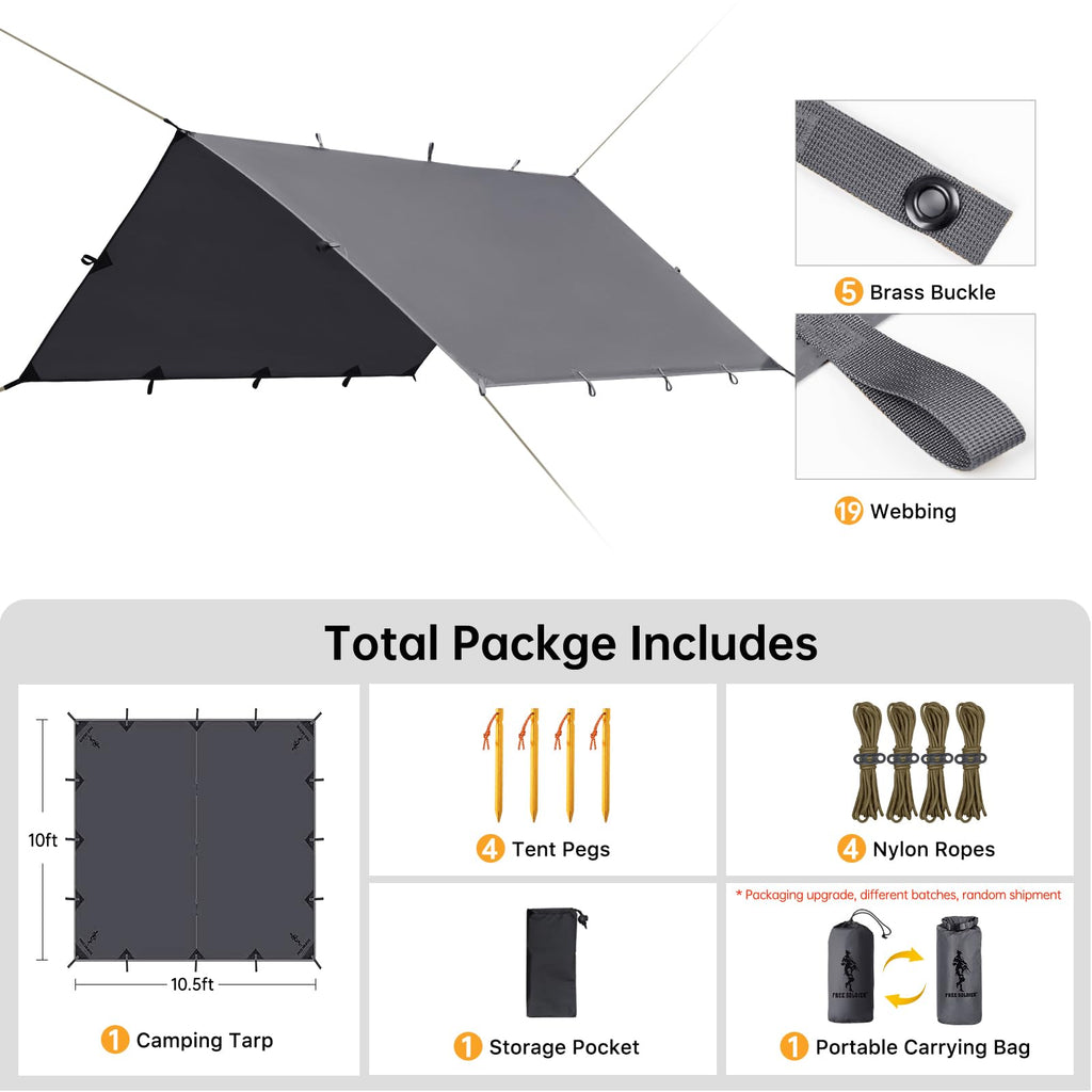 Free Soldier Waterproof Portable Tarp Multifunctional Outdoor Camping Traveling Awning Backpacking Tarp shelter Rain Tarp