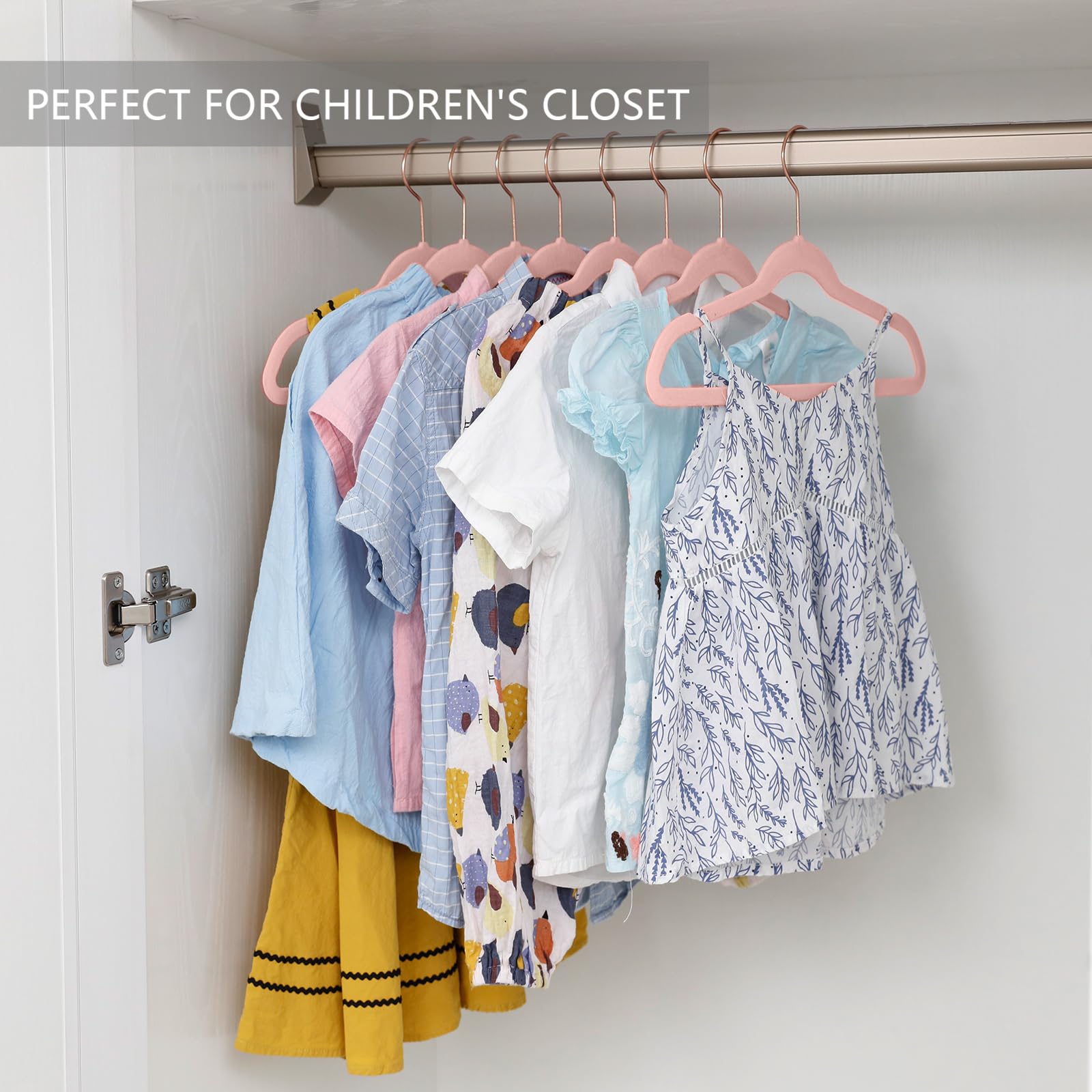 MIZGI Baby Velvet Hangers,Non-Slip Kids & Toddler Hangers,11.8 Inch Hangers for Baby Clothes,Pack of 50(Black/Black)