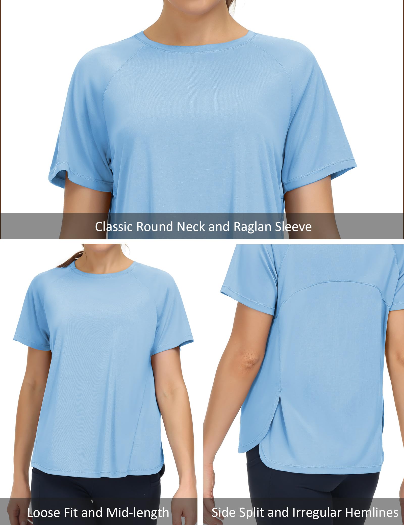 THE GYM PEOPLE Women's Short Sleeve Workout Shirts Breathable Yoga T-Shirts with Side Slits Athletic Tee Tops
