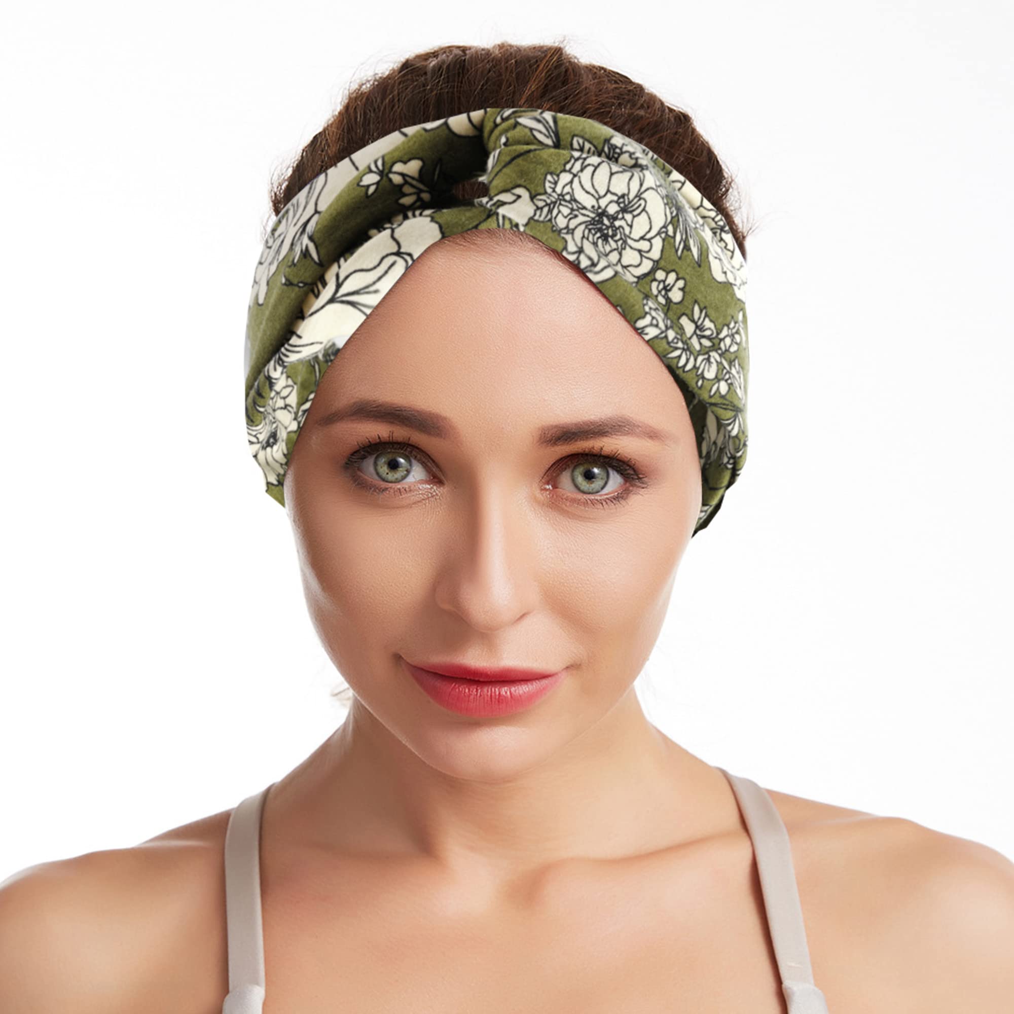 Boho Headbands For Women Fashion Stretch Wide Hair Bands Knoted Turban Head Bands Yoga Running Sweatband Elastic Headband Stylish Wrap Headbands Hair Accessories for Teen Girls 4 Pack