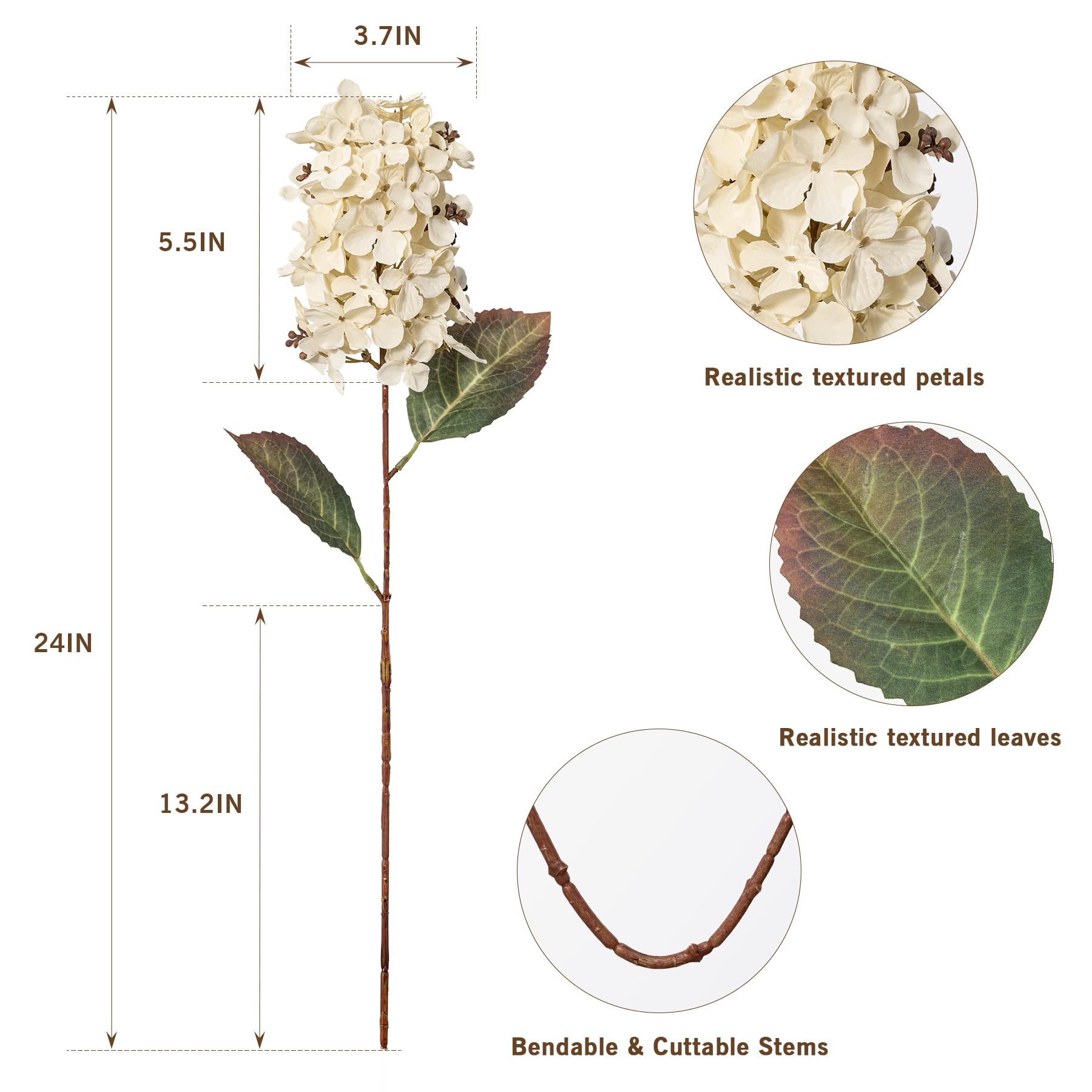 Ttranewsoo Hydrangea Artificial Flowers,Fall Hydrangeas Artificial Flowers,Blue Fake Fall Dried Hydrangea Flowers Decoration,Faux Silk Flower with Stems Winter Decor(Blue 24" 8pcs) Without Vase