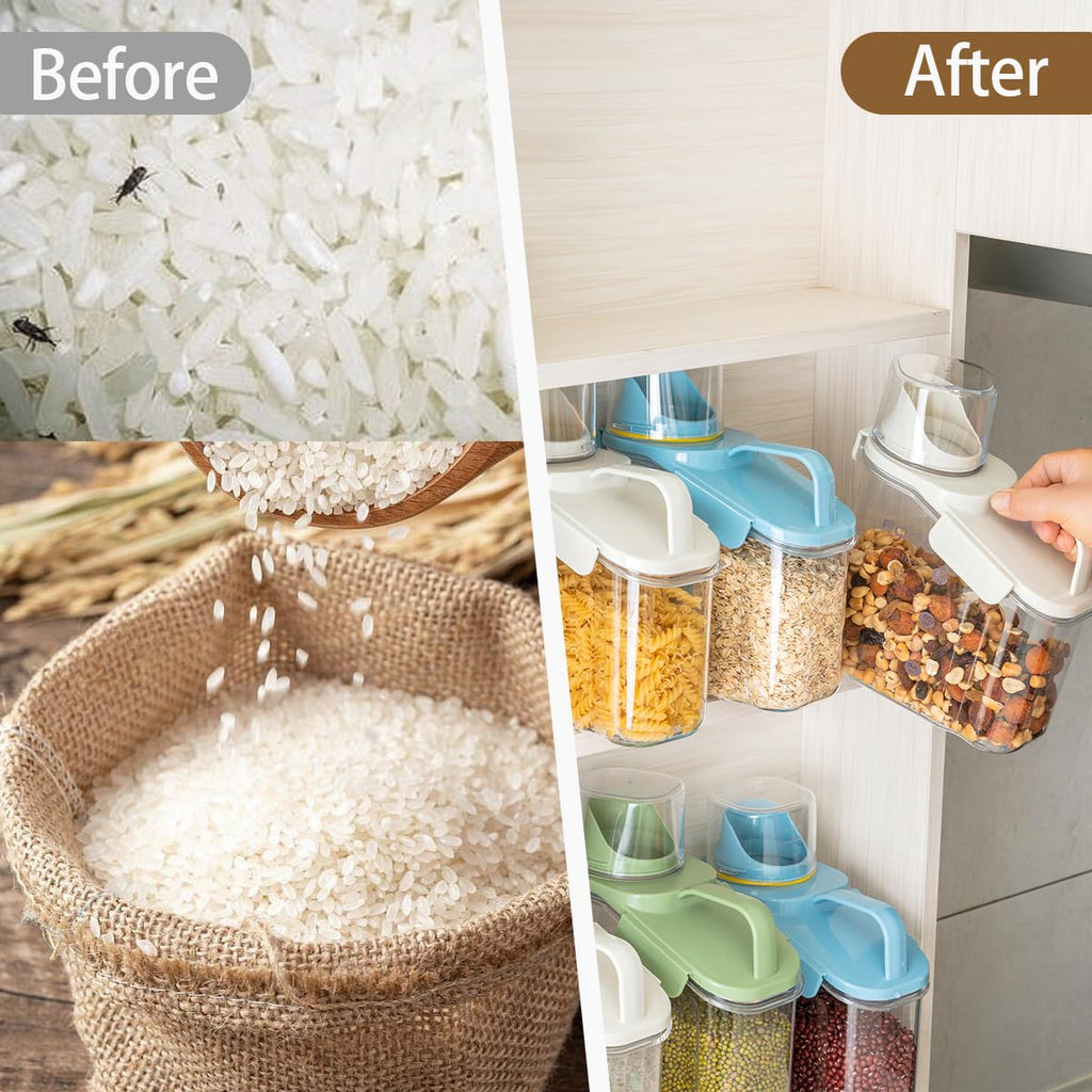 LANGMINGDE 1 Piece Cereal Containers Storage, 2.8L/95oz Airtight Large Dry Food Storage Containers with Pouring Spout Measuring Cup for Snacks Grain Rice,BPA Free Dispenser Plastic Bin, 1PC