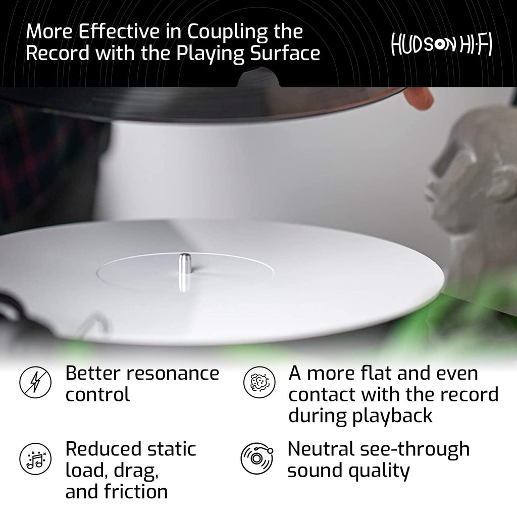 Hudson Hi-Fi Acrylic Turntable Mat – 11.75” Anti-Static Turntable Slipmat with Label Recess – 1/8” Thick Acrylic Platter Mat for Vinyl LP Record Players – Black