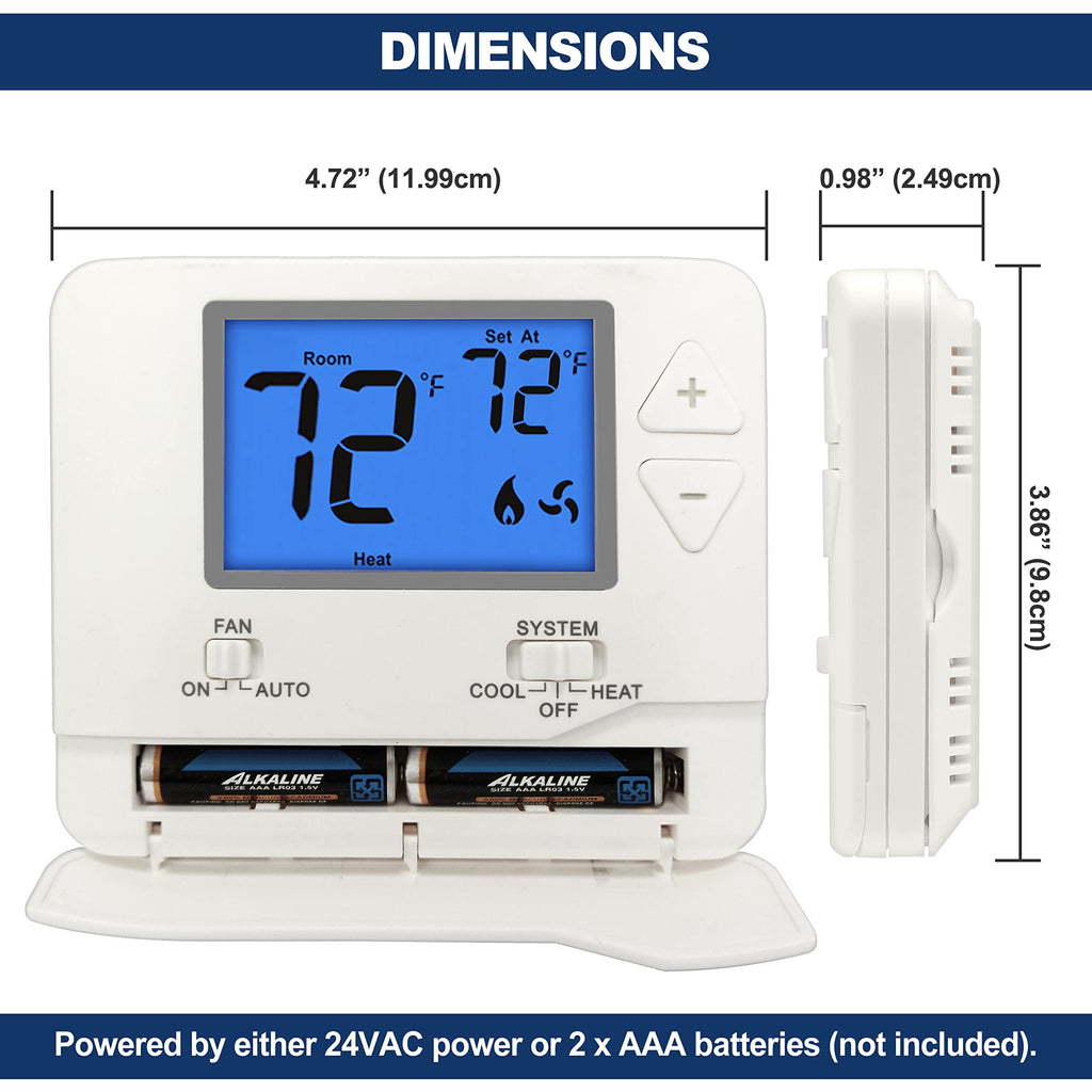 ELECTECK Non-Programmable Digital Thermostat for Home, up to 1 Heat/1 Cool with Large LCD Display, Compatible with Single Stage Electrical and Gas/Oil System, Black