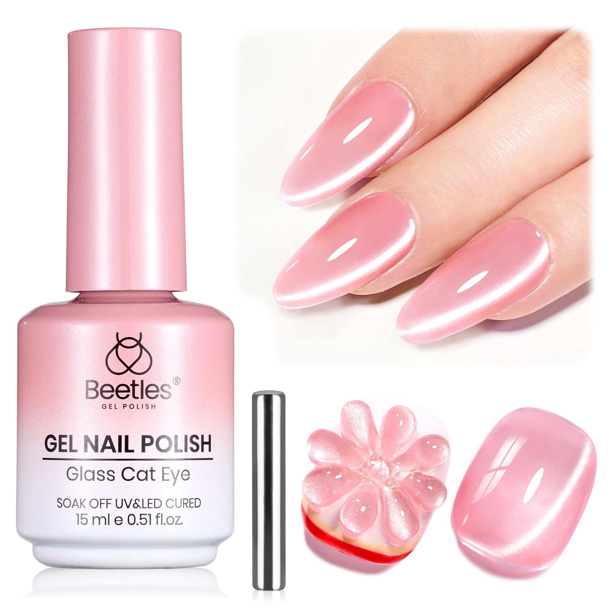 Beetles Star Cascade Silver Cat Eye Gel Nail Polish - 15ML Christmas Silver Glitter Cat Eye Gel Polish with Magnet Soak Off UV Velvet Nail Polish Salon DIY Manicure Winter Gift for Women