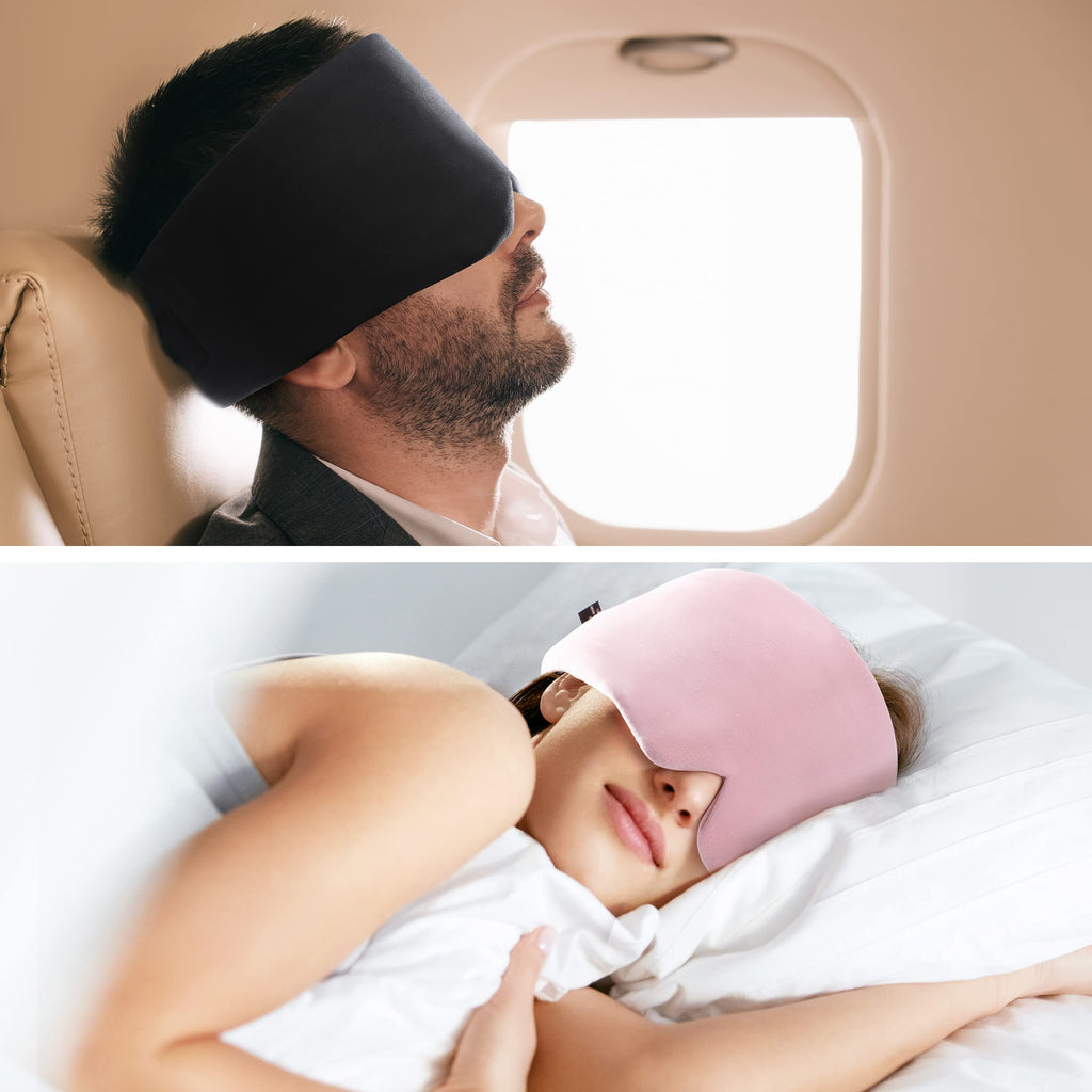 FRESHME Sleep Mask Blackout - Handmade Cotton Sleep Mask for Women Men Eye Mask for Sleeping Black Soft Eye Cover for Sleeping with Adjustable Veclro Breathable Eye Blindfold for Night Nap Travel