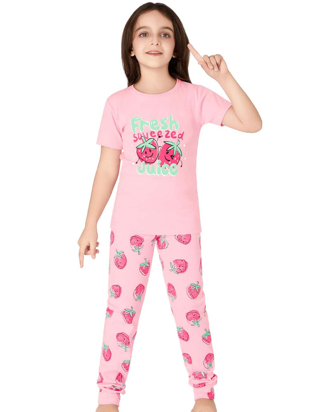 Topgal Little & Big Girls Cotton Knit Pajama 3-Piece Shorts Pants Summer PJ Set Size 4-14