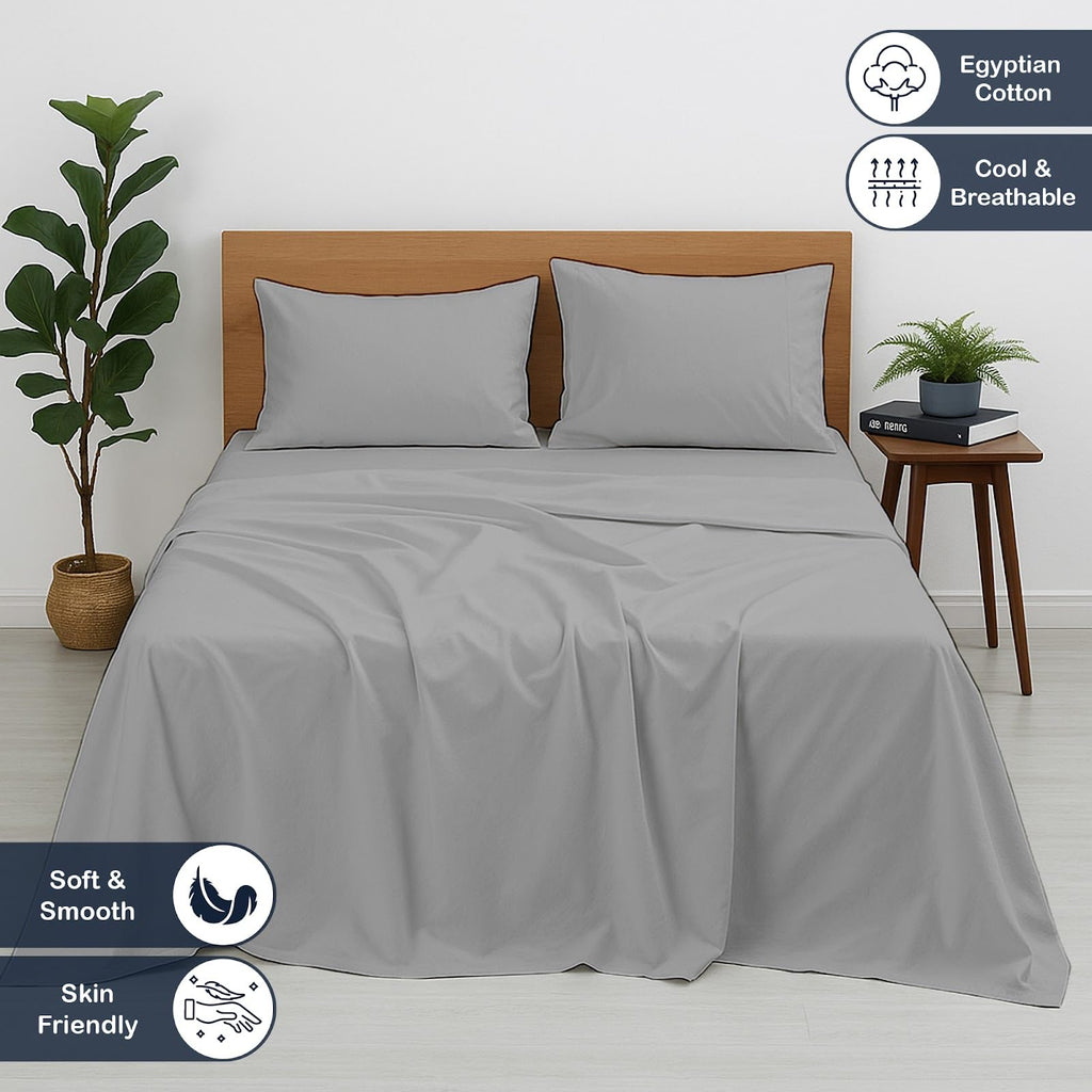 Cottington Lane Twin Size Sheet Set, 100% Egyptian Cotton Premium Hotel Quality 4 Piece Sheets Sets, High Thread Count Dark Grey Solid with 6-10" Deep Pocket