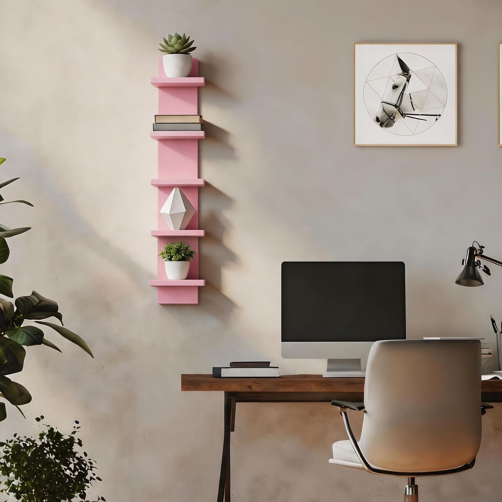 Homaterial Wall Shelves 4 Tier, Simple Vertical Corner Shelf for Room, Kitchen Wall Decor, Makeup Perfume Organizer,Decorative Shelving Unit, Black