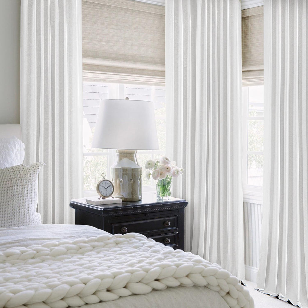 MIULEE Linen Pinch Pleated 100% Blackout Curtains for Bedroom 84 Inch Long 2 Panels Set- Back Tab Track Beige Thermal Insulated Cream Black Out Triple Pleat Room Darkening Drapes with Hooks, Greige