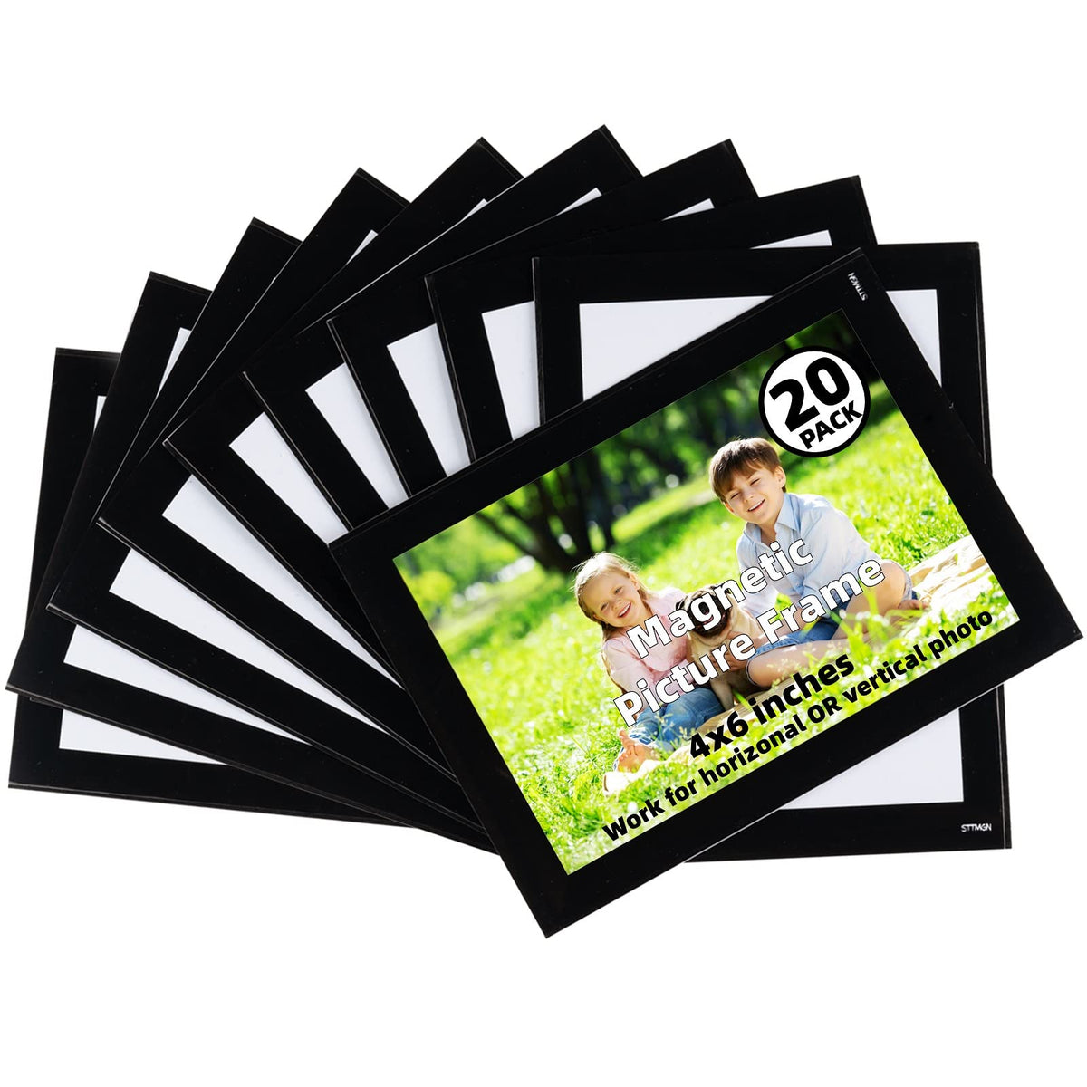 STTMGN Magnetic Picture Frames with Black Border(2.5"X3.5",12 Pack),Mini Wallet Size Magnet Photo Sleeves Pockets/Holder,Decorations for Home/Office/School/Classroom/Party