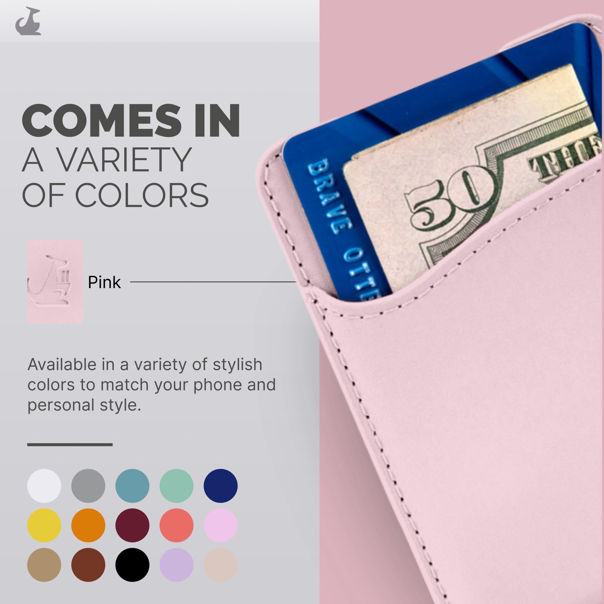 Wallaroo Premium Leather Cell Phone Wallet Stick On - Android and iPhone Wallet and Card Holder for Women and Men - Durable with Non-Slip Lining Secures Up to 3 Cards