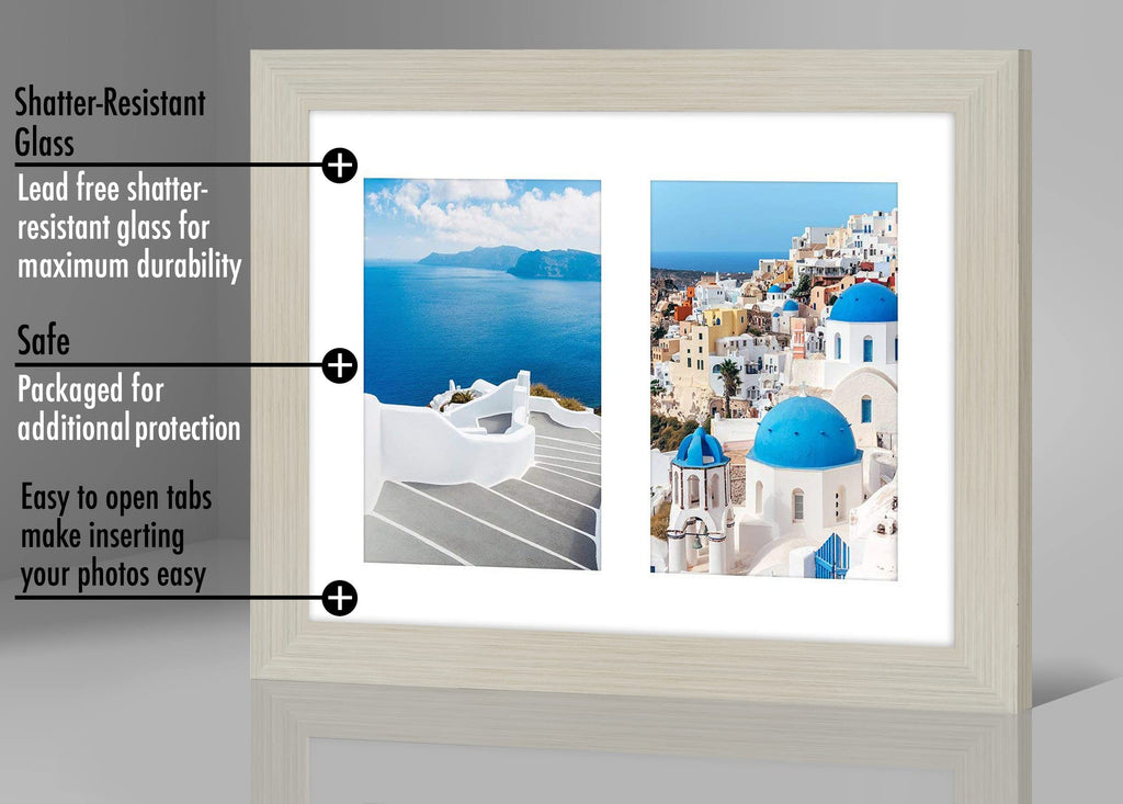 Americanflat 4x6 Double Picture Frame with Shatter-Resistant Glass - Fits Two 4x6 Photos or use as One 6x14 Frame - Signature Collection - Collage Frames for Tabletop and Wall Display - Black