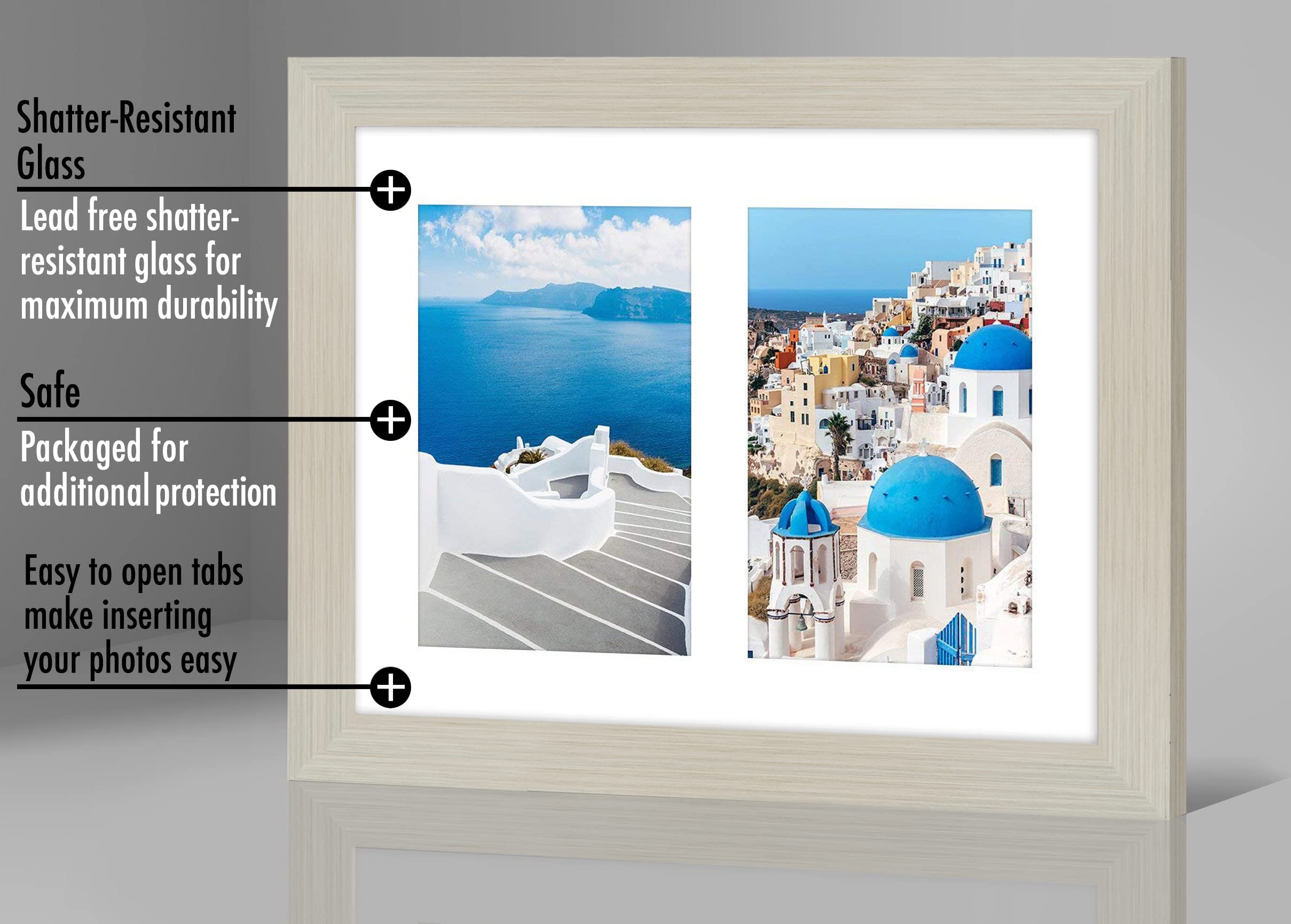 Americanflat 4x6 Double Picture Frame with Shatter-Resistant Glass - Fits Two 4x6 Photos or use as One 6x14 Frame - Signature Collection - Collage Frames for Tabletop and Wall Display - Black