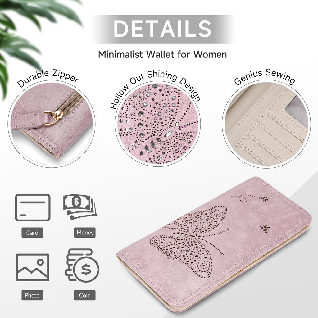 KITEVIUN RFID Wallet Women Ultra Slim Thin Womens Wallet Compact Clutch Long Ladies Wallet for Women WHITE