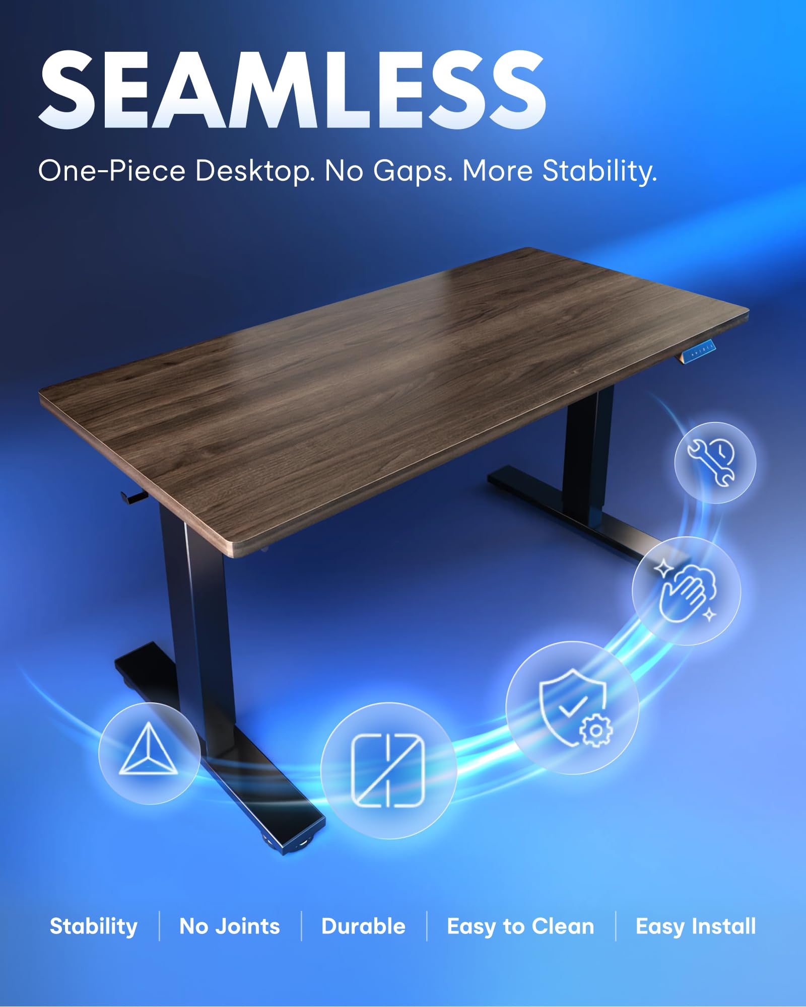 FLEXISPOT EN1 One-Piece Standing Desk, Electric Adjustable with 4 Memory Presets, 176 LBS Capacity, Stable & Quiet, Seamless Desktop for Home Office & Dual Monitors, 40"x24" Black