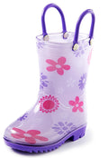 Puddle Play Toddler and Kids Waterproof PVC Rain Boots with Easy-On Handles – Lightweight Slip-Resistant Outdoor Boots for Boys and Girls