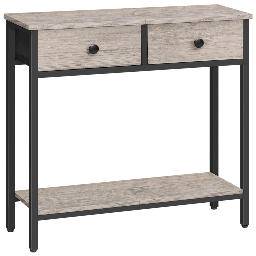 HOOBRO 29.5" Narrow Console Table with 2 Fabric Drawers, Small Entryway Table with 2-Tier Storage Shelves, Sofa Table, Behind Couch Table, for Living Room, Hallway, Black BB71XG01