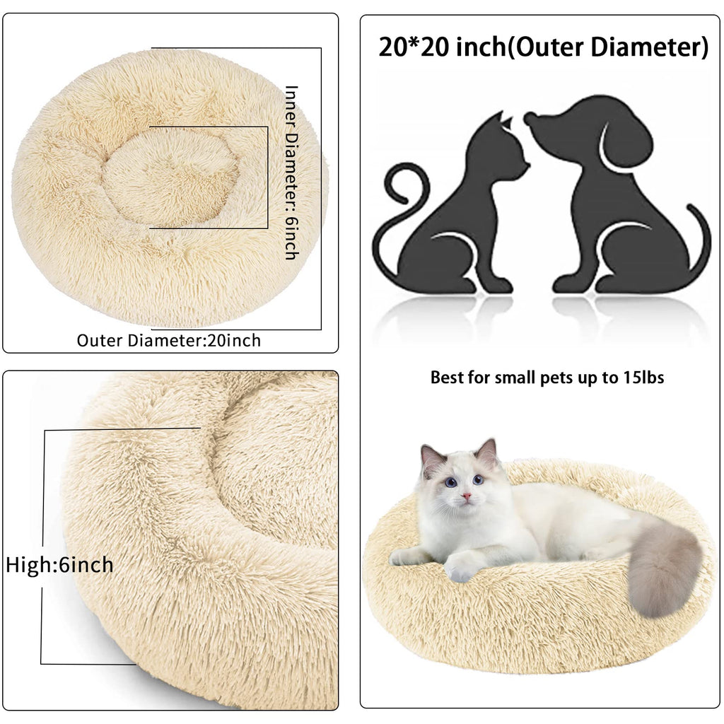 Nisrada Cat Beds for Indoor Cats,15.7 Inch Small Cats Beds, Washable-Round Pet Bed for Puppy and Kitten with Slip-Resistant Bottom