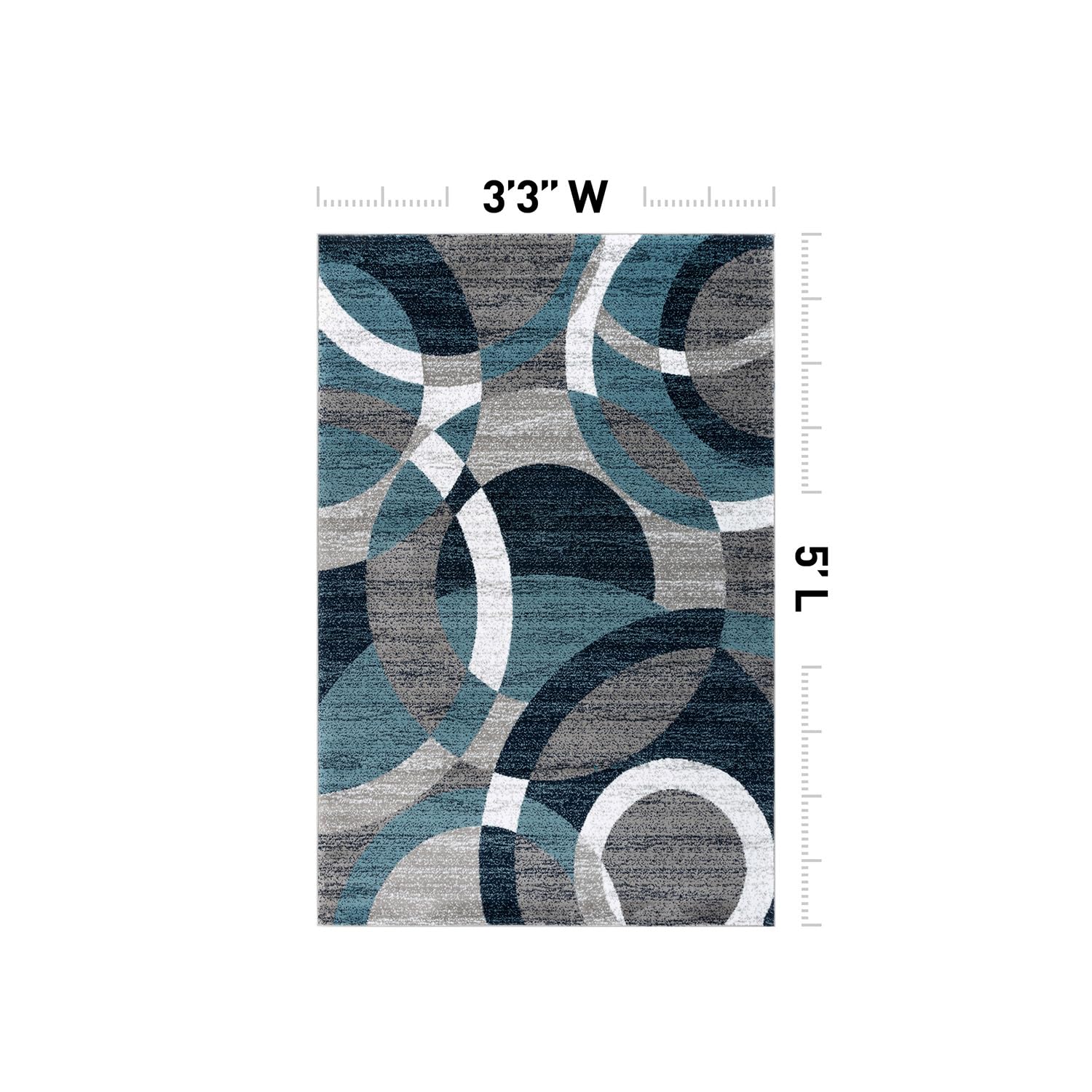 Rugshop Contemporary Modern Circles Abstract Area Rug 2' x 3' Blue