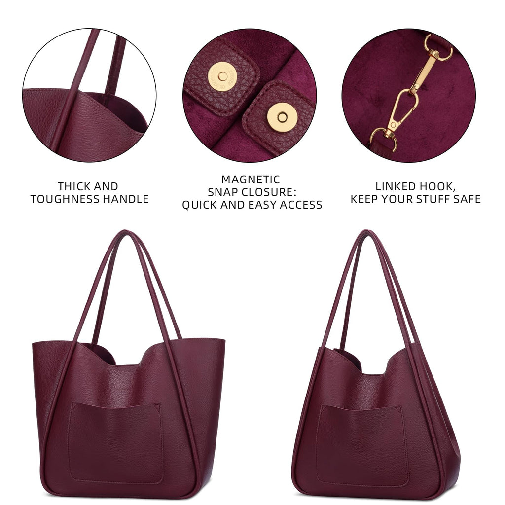 KKXIU Tote Bag for Women Vegan Leather Shoulder Purse Large Capacity Travel Bag