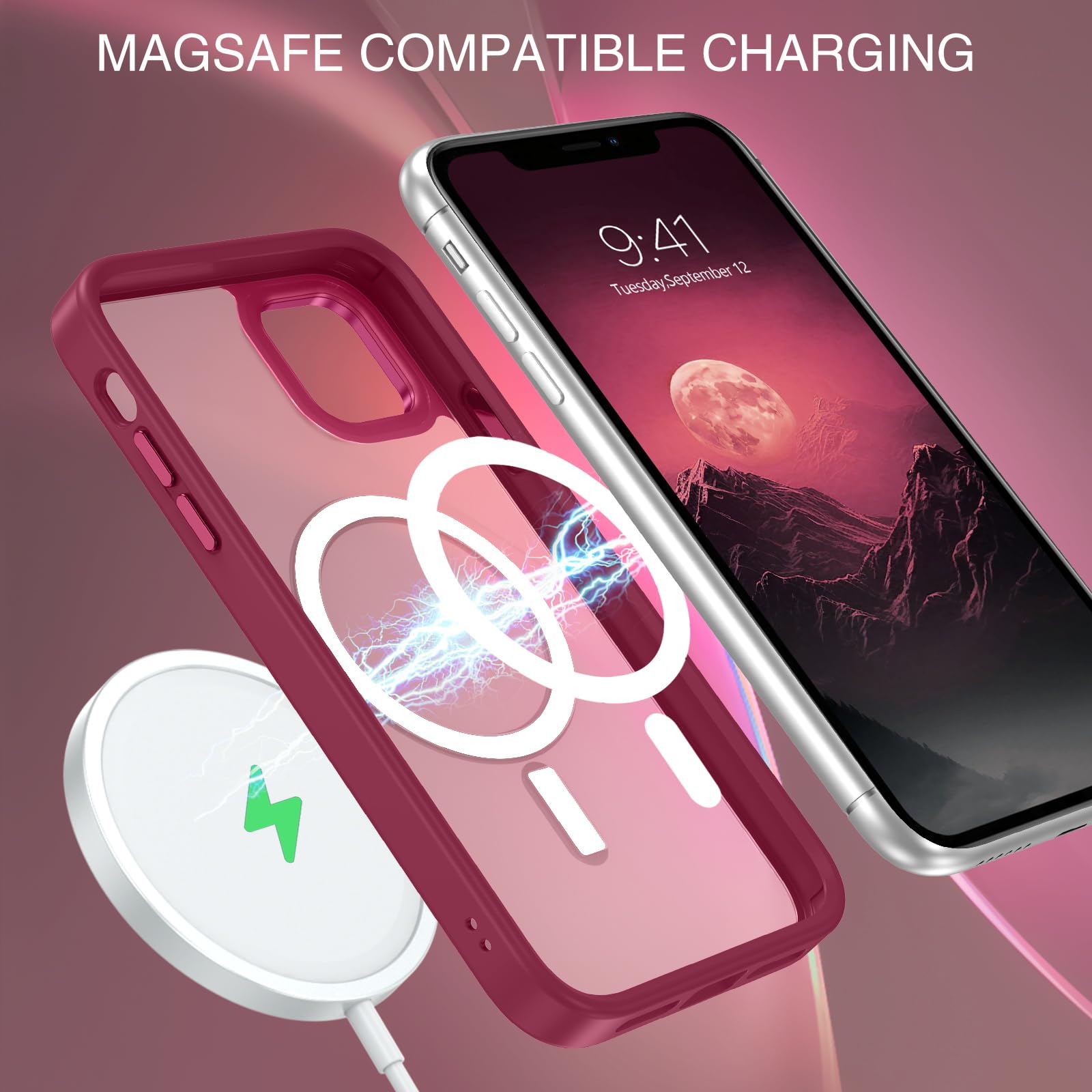 BENTOBEN for iPhone 11 Phone Case, Phone case for iPhone 11 Magnetic Case [Compatible with Mag Safe] Translucent Matte Slim Shockproof Anti-Fingerprint Protective Cover for iPhone 11 6.1’’ Black