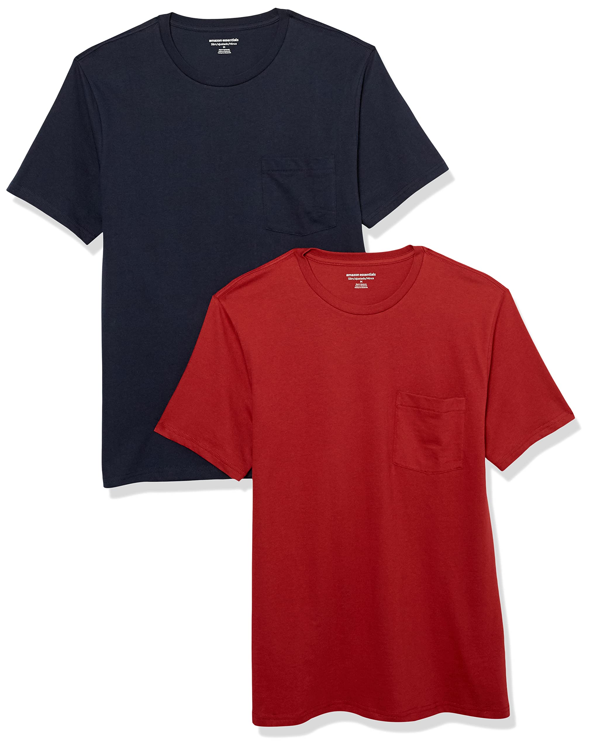 Amazon Essentials Men's Short-Sleeve Crewneck Pocket T-Shirts, Pack of 2